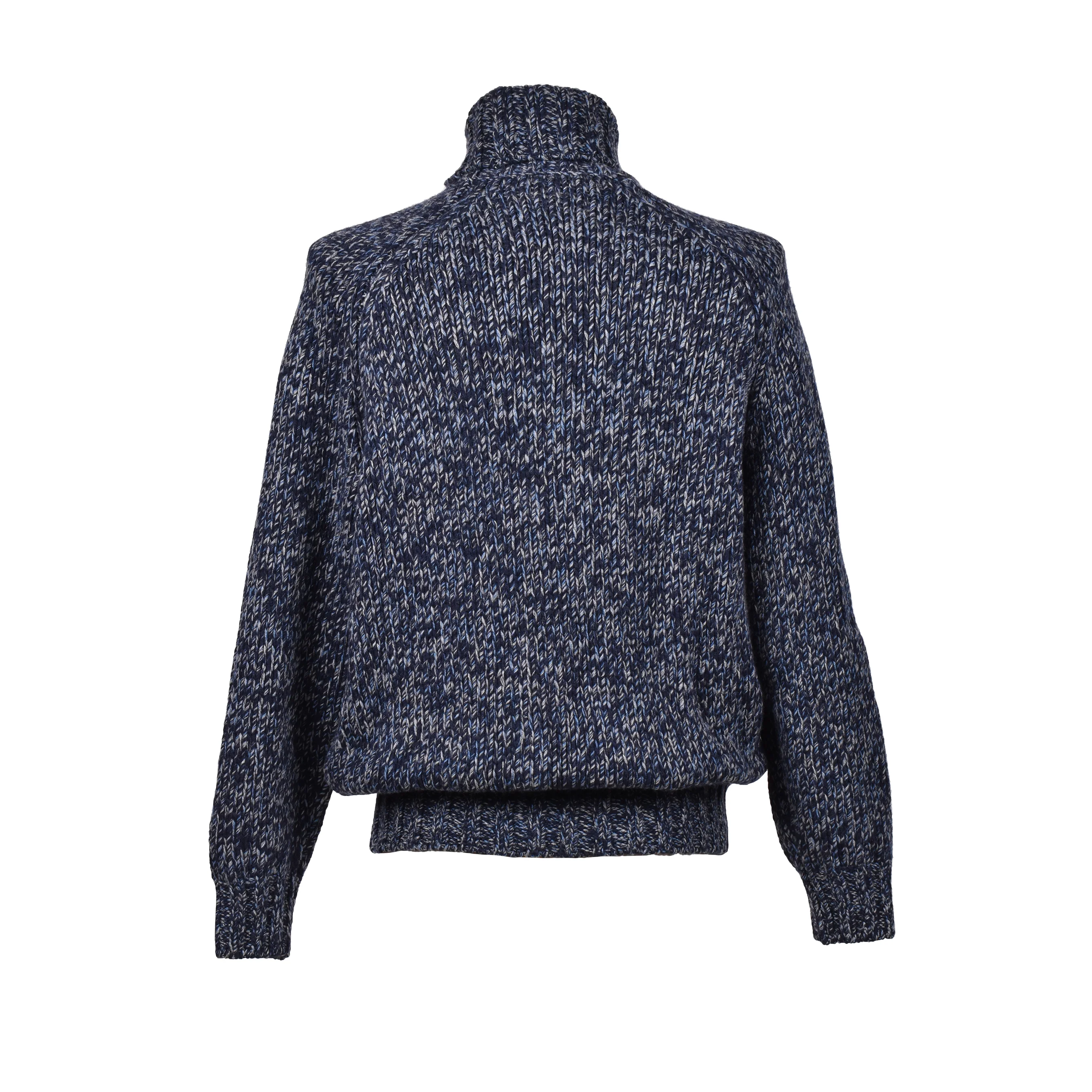 BRUNELLO CUCINELLI MEN'S BLUE CASHMERE BLEND TURTLENECK SWEATER - Image 2