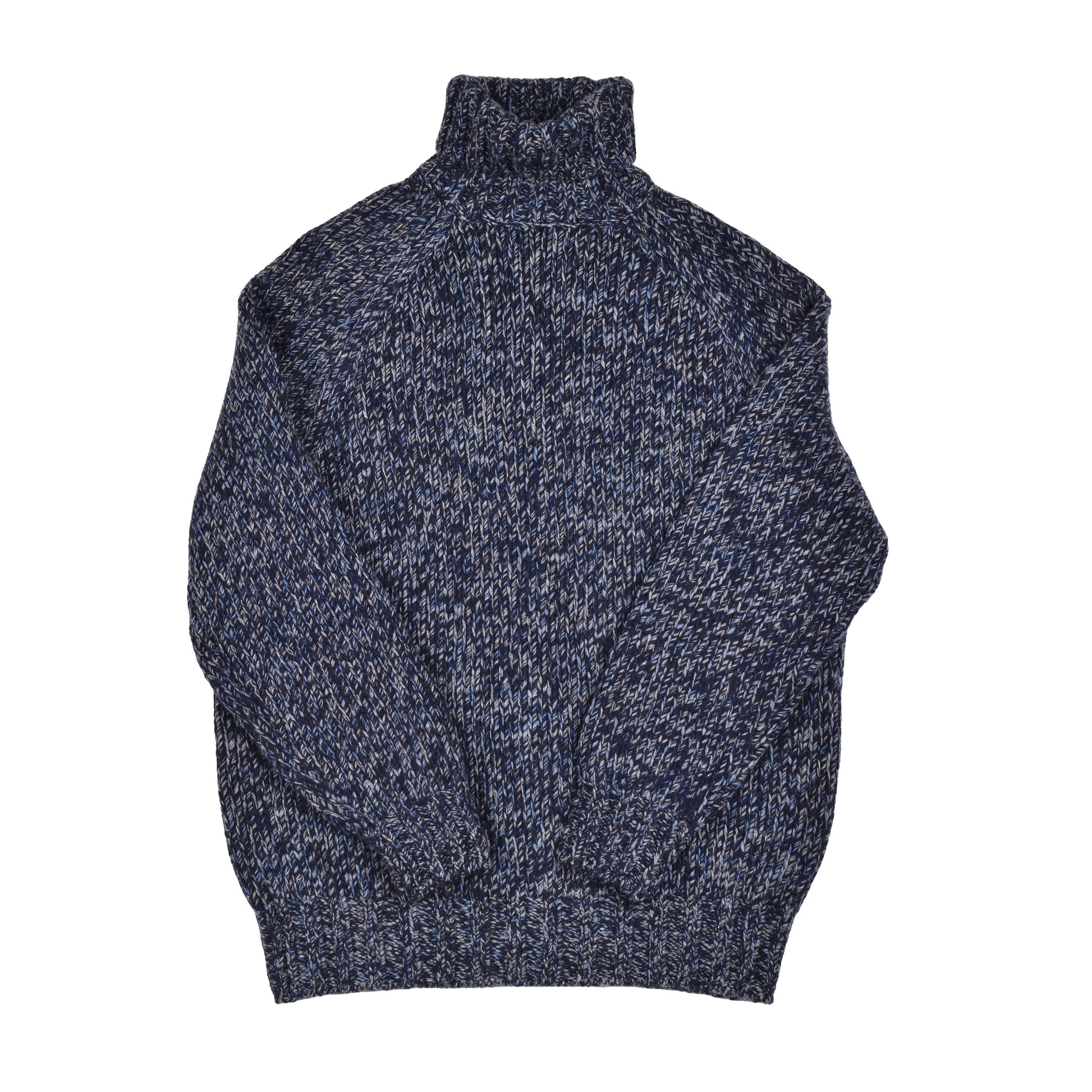 BRUNELLO CUCINELLI MEN'S BLUE CASHMERE BLEND TURTLENECK SWEATER - Image 3