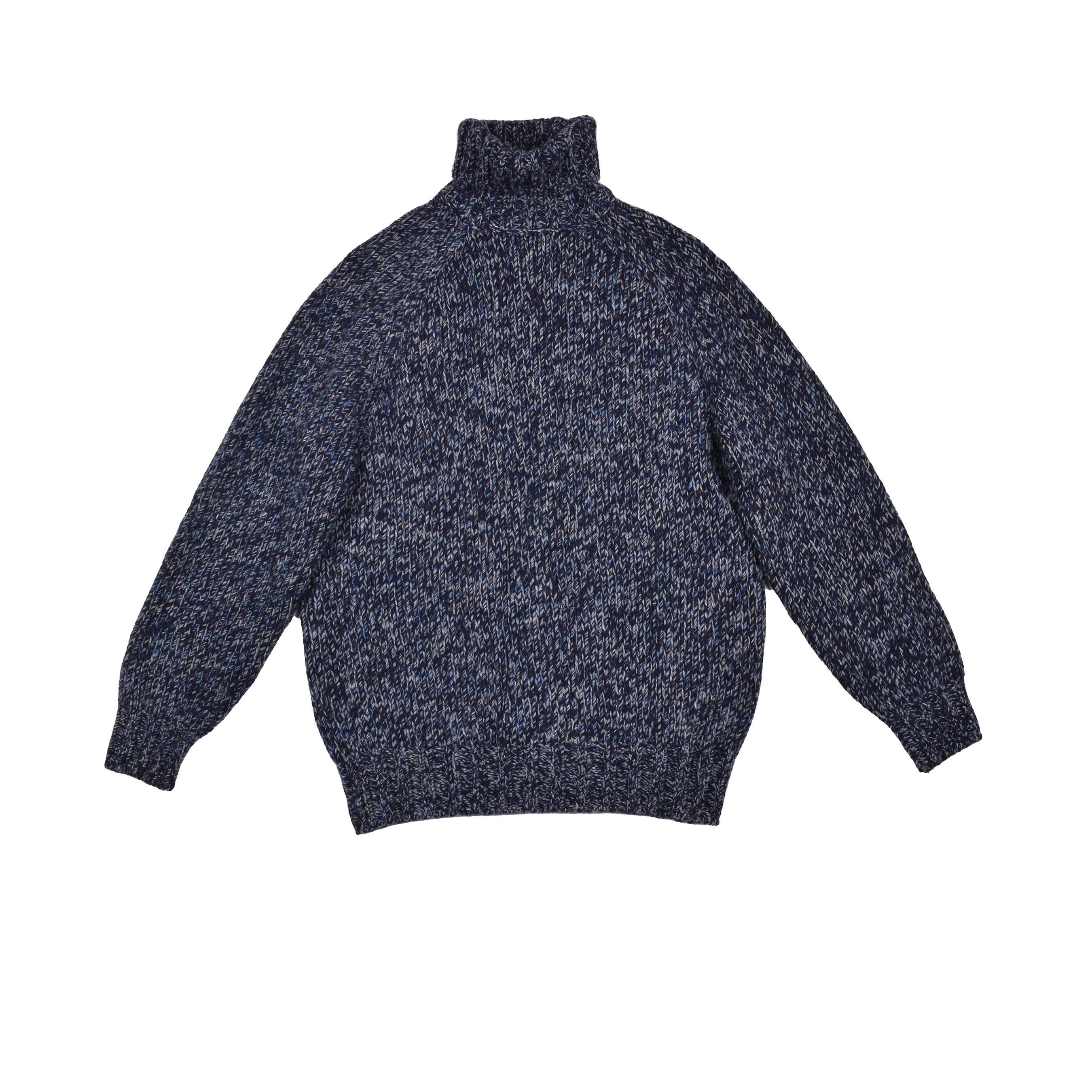 BRUNELLO CUCINELLI MEN'S BLUE CASHMERE BLEND TURTLENECK SWEATER - Image 4