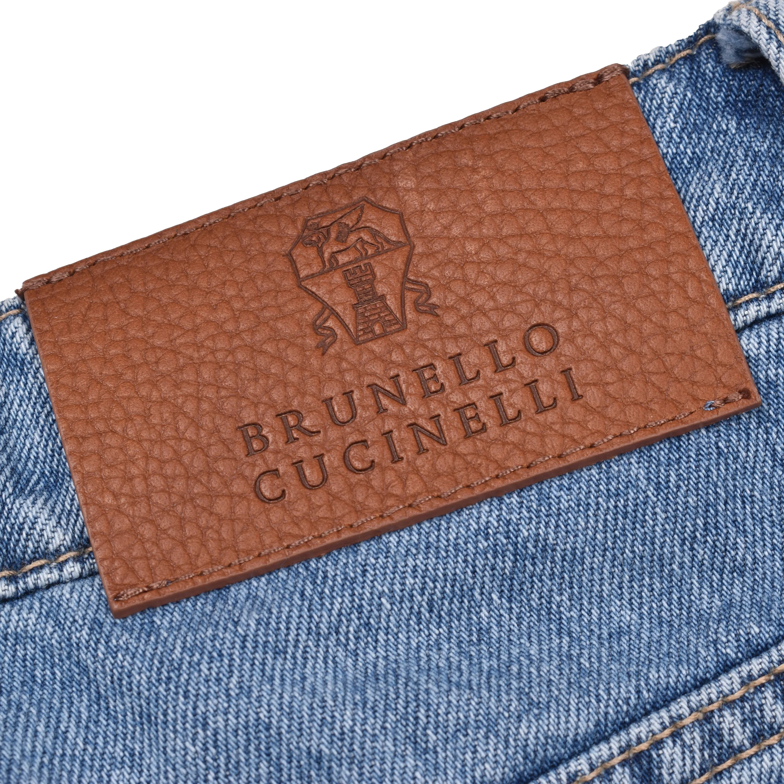 BRUNELLO CUCINELLI MEN'S BLUE DENIM STYLE TROUSERS - Image 4