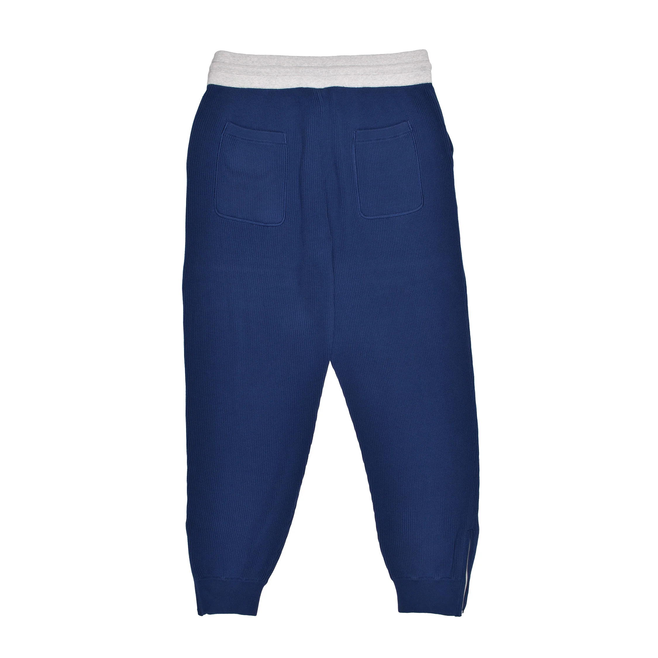 BRUNELLO CUCINELLI MEN'S BLUE KNIT TROUSERS WITH DRAWSTRING - Image 2