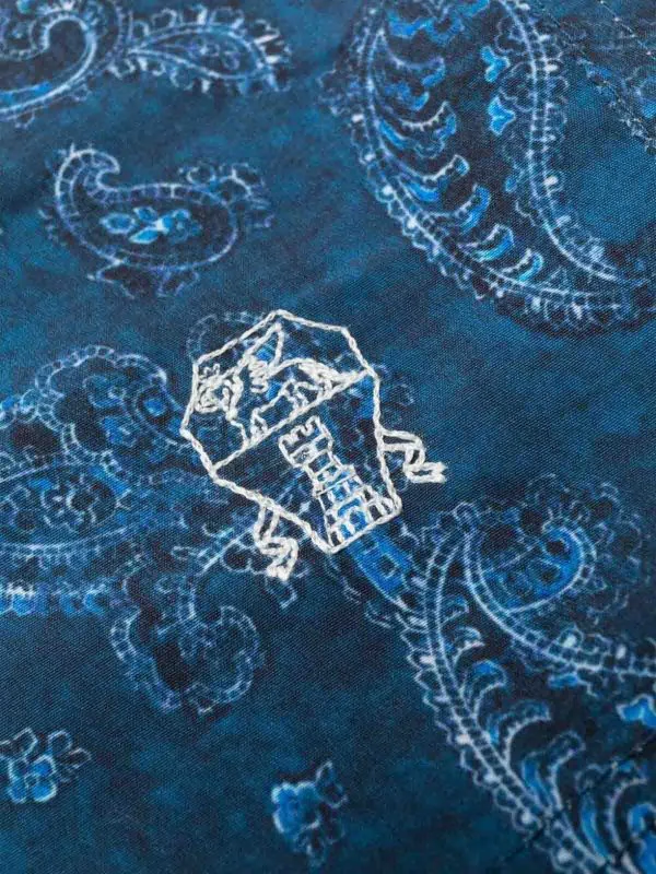 BRUNELLO CUCINELLI MEN'S BLUE PAISLEY DRAWSTRING SHORTS - Image 3