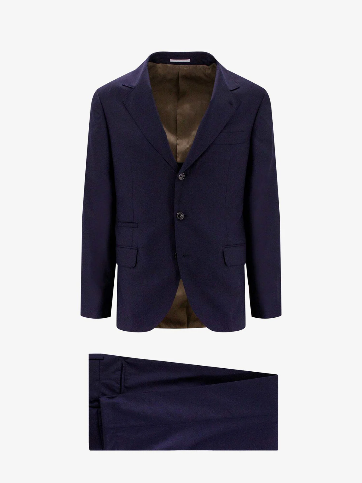BRUNELLO CUCINELLI MEN'S BLUE WOOL SILK TAILORED SUIT