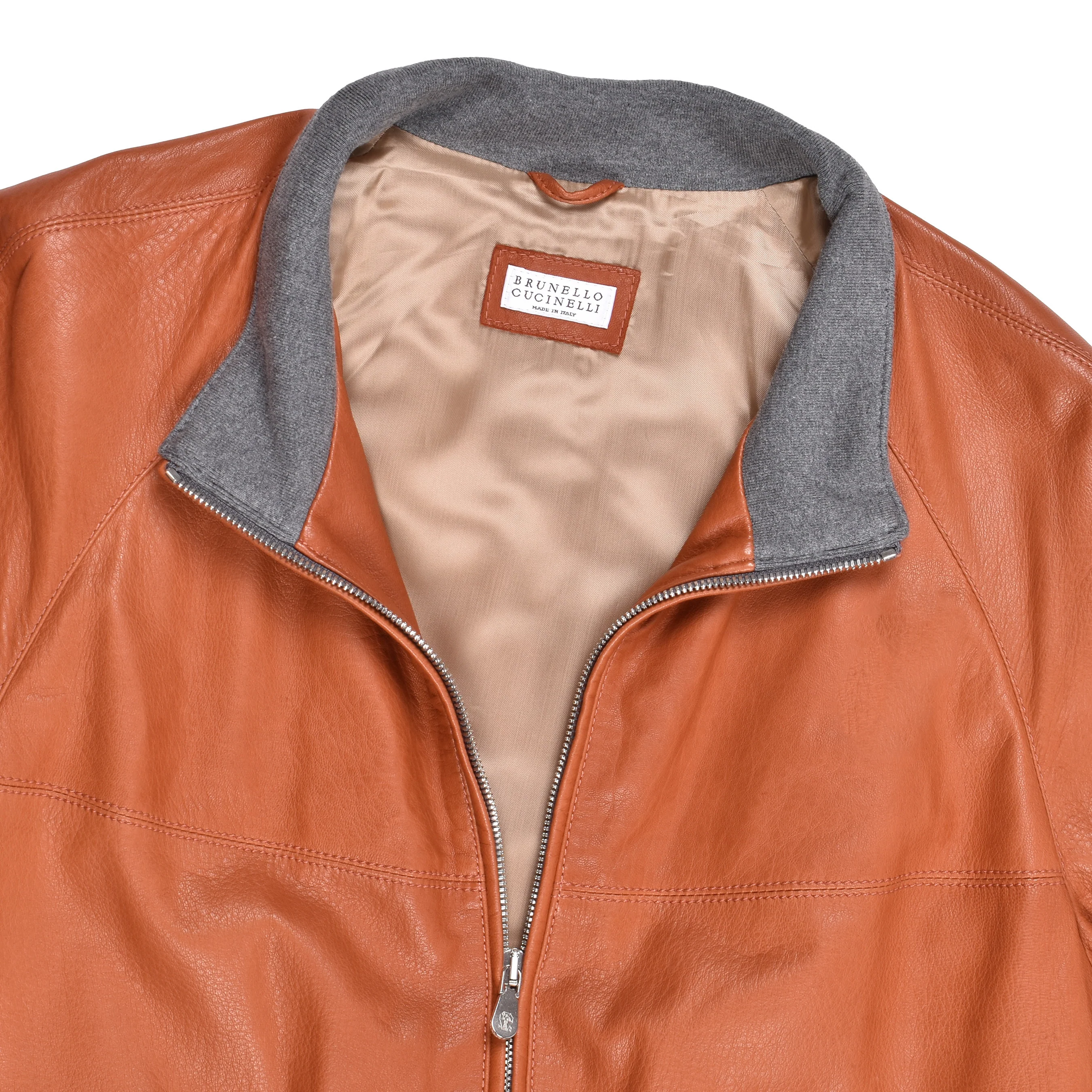 BRUNELLO CUCINELLI MEN'S BOMBER STYLE 100% GENUINE LEATHER JACKET/OUTERWEAR NEW - Image 3