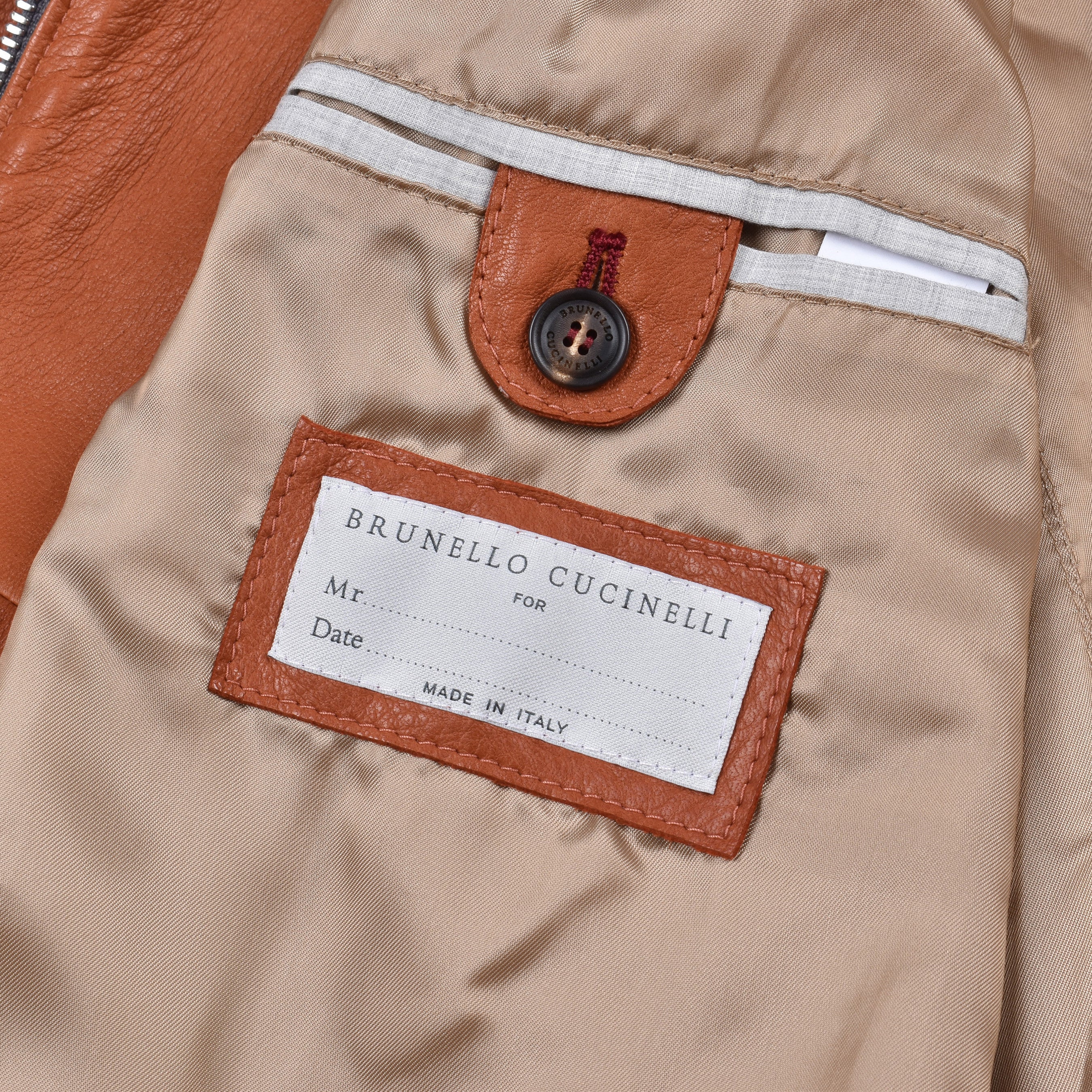 BRUNELLO CUCINELLI MEN'S BOMBER STYLE 100% GENUINE LEATHER JACKET/OUTERWEAR NEW - Image 6