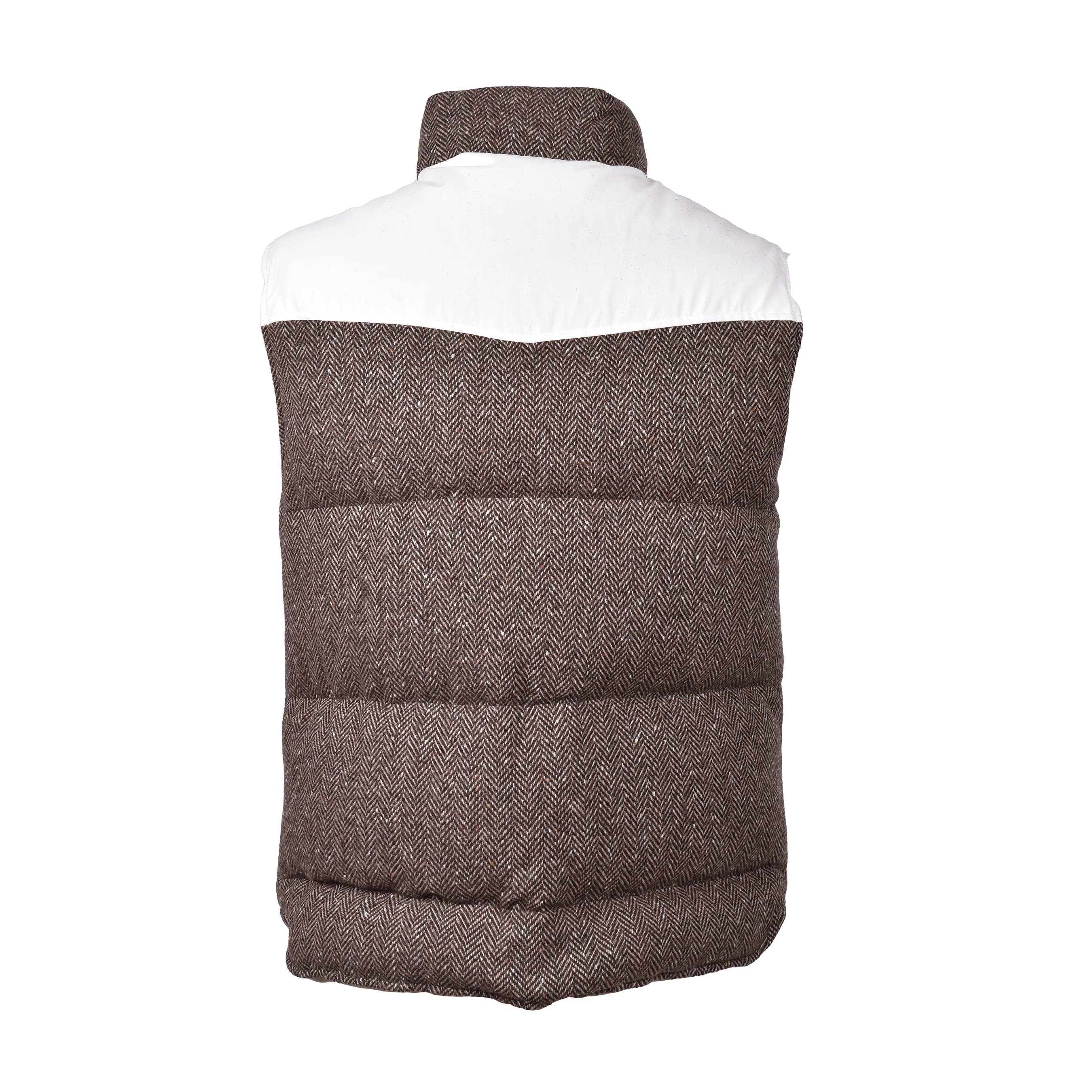 BRUNELLO CUCINELLI MEN'S BROWN WHITE WOOL SLEEVELESS VEST - Image 2