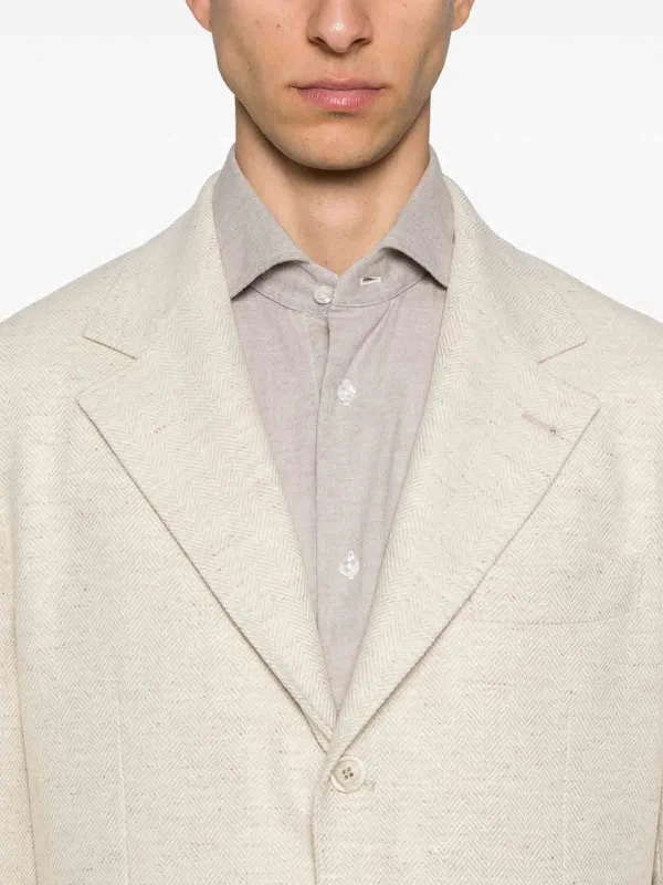 BRUNELLO CUCINELLI MEN'S BUTTER DECONSTRUCTED BLAZER - Image 2