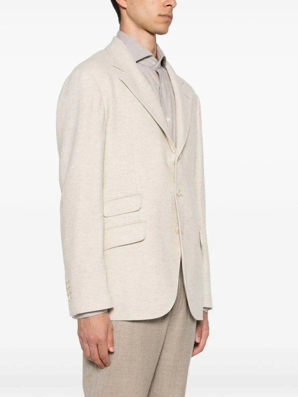 BRUNELLO CUCINELLI MEN'S BUTTER DECONSTRUCTED BLAZER - Image 3