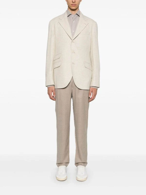 BRUNELLO CUCINELLI MEN'S BUTTER DECONSTRUCTED BLAZER - Image 4