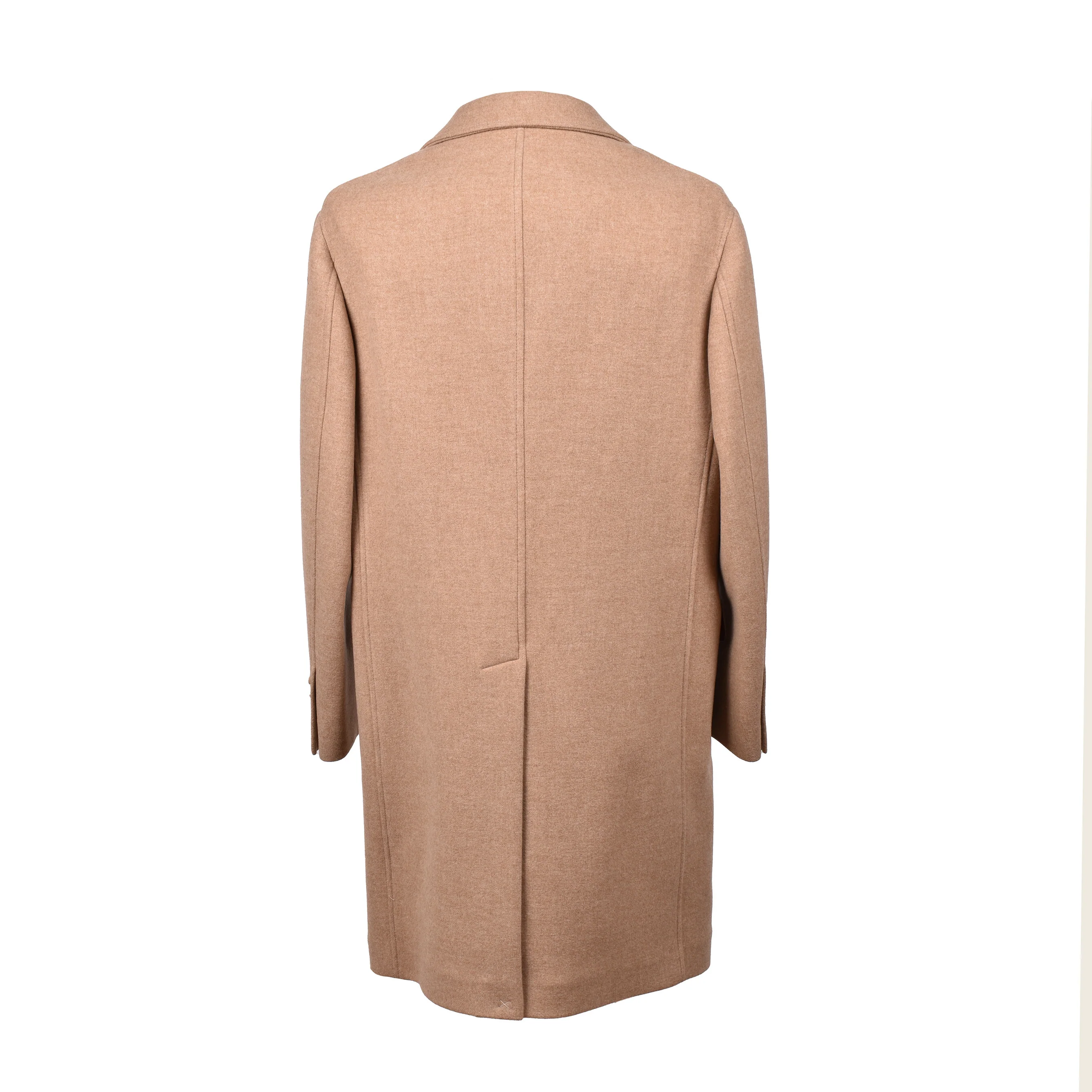 BRUNELLO CUCINELLI MEN'S LIGHT CAMEL CASHMERE BLEND LONG COAT - Image 2