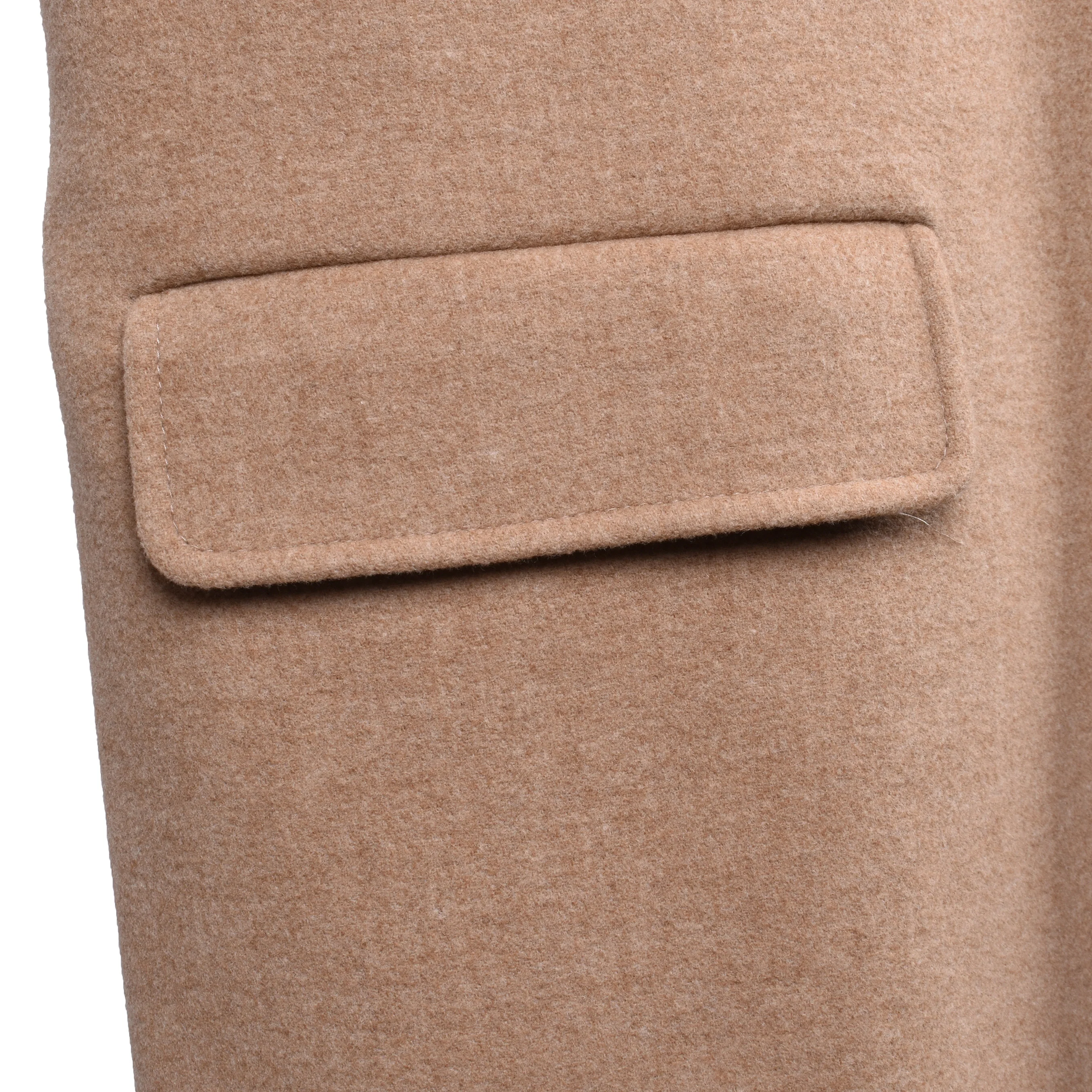 BRUNELLO CUCINELLI MEN'S LIGHT CAMEL CASHMERE BLEND LONG COAT - Image 4