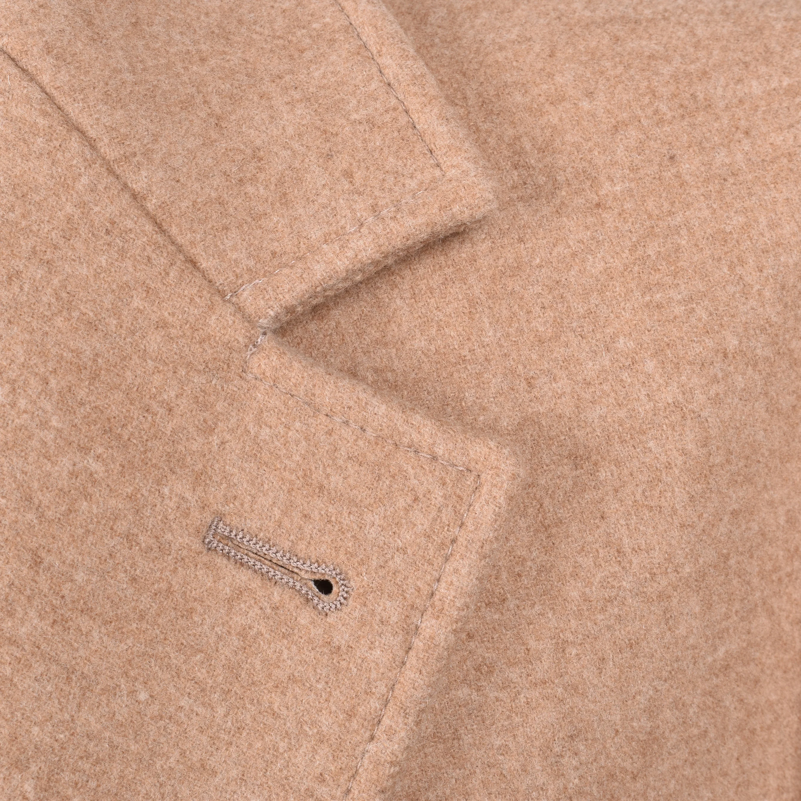 BRUNELLO CUCINELLI MEN'S LIGHT CAMEL CASHMERE BLEND LONG COAT - Image 5