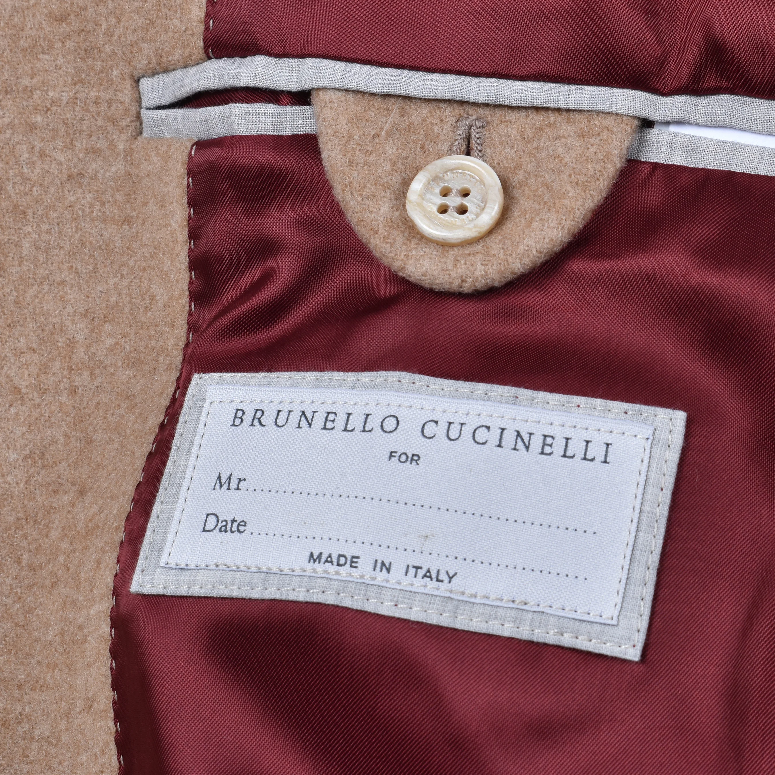 BRUNELLO CUCINELLI MEN'S LIGHT CAMEL CASHMERE BLEND LONG COAT - Image 6