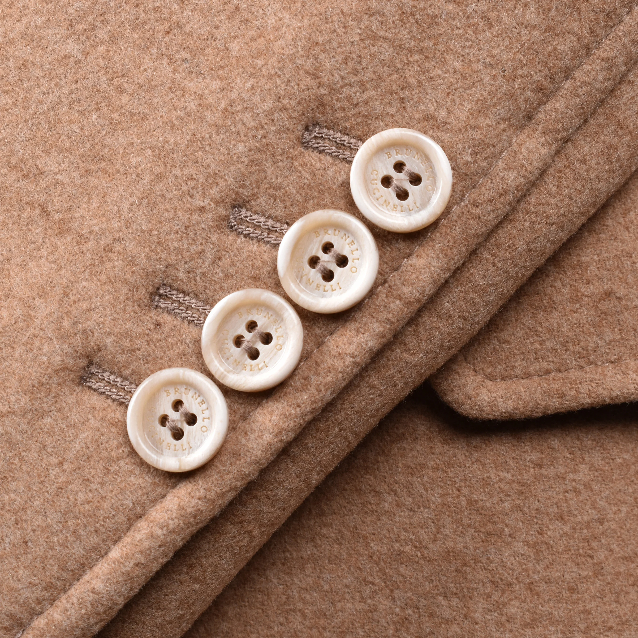 BRUNELLO CUCINELLI MEN'S LIGHT CAMEL CASHMERE BLEND LONG COAT - Image 8