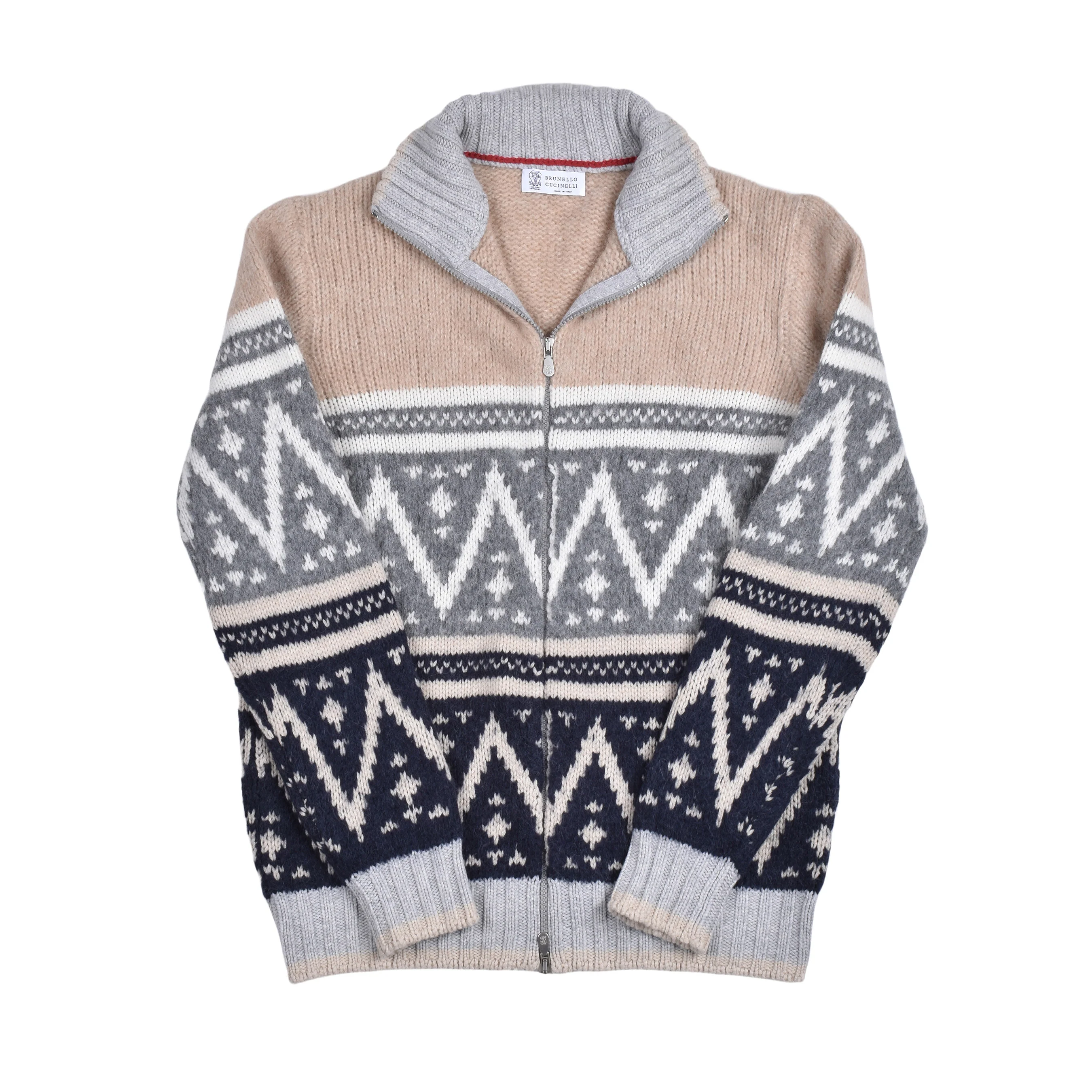 BRUNELLO CUCINELLI MEN'S NAVY CASHMERE BLEND ZIP CARDIGAN - Image 3