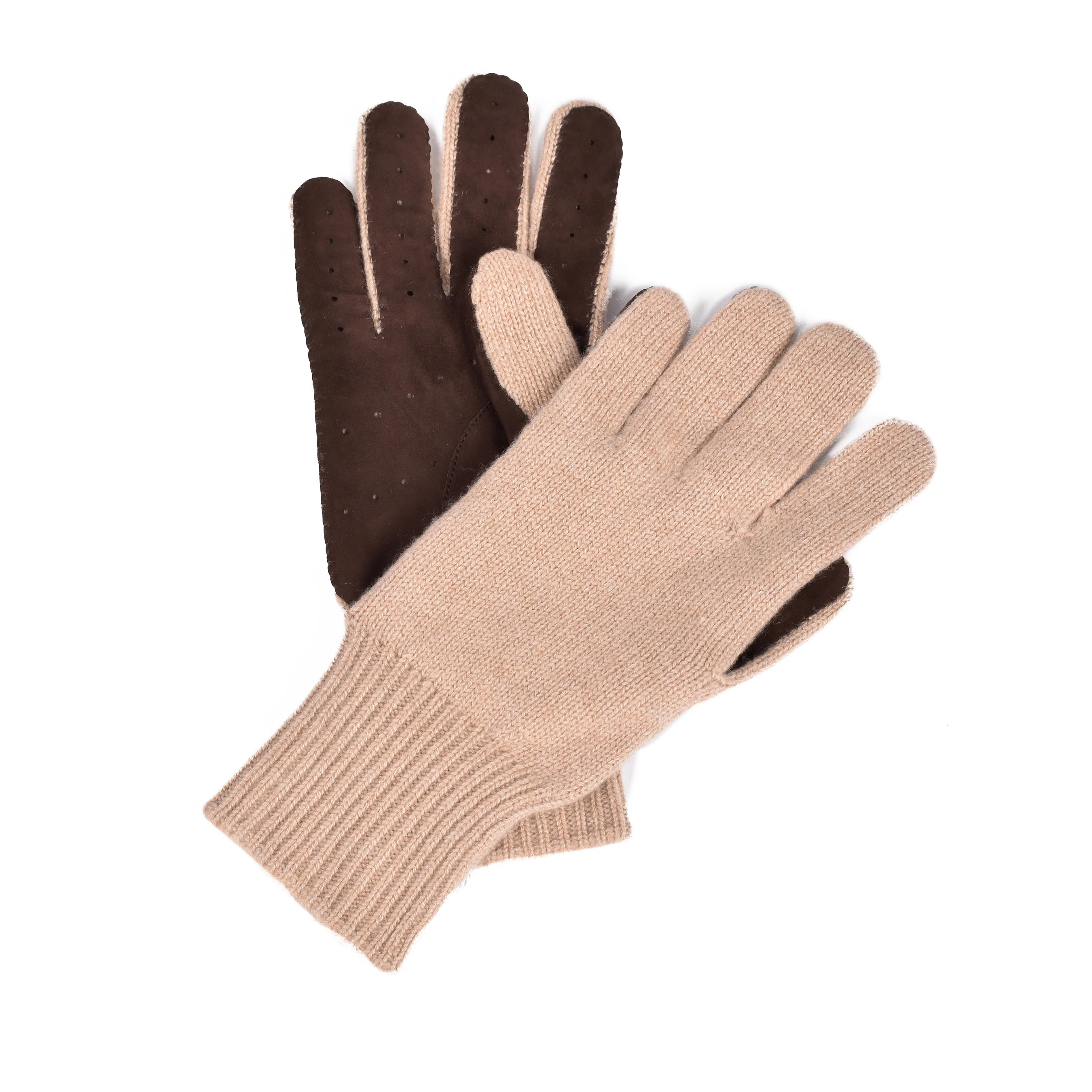 BRUNELLO CUCINELLI MEN'S CASHMERE KNIT LINED SUEDE GLOVES - Image 2