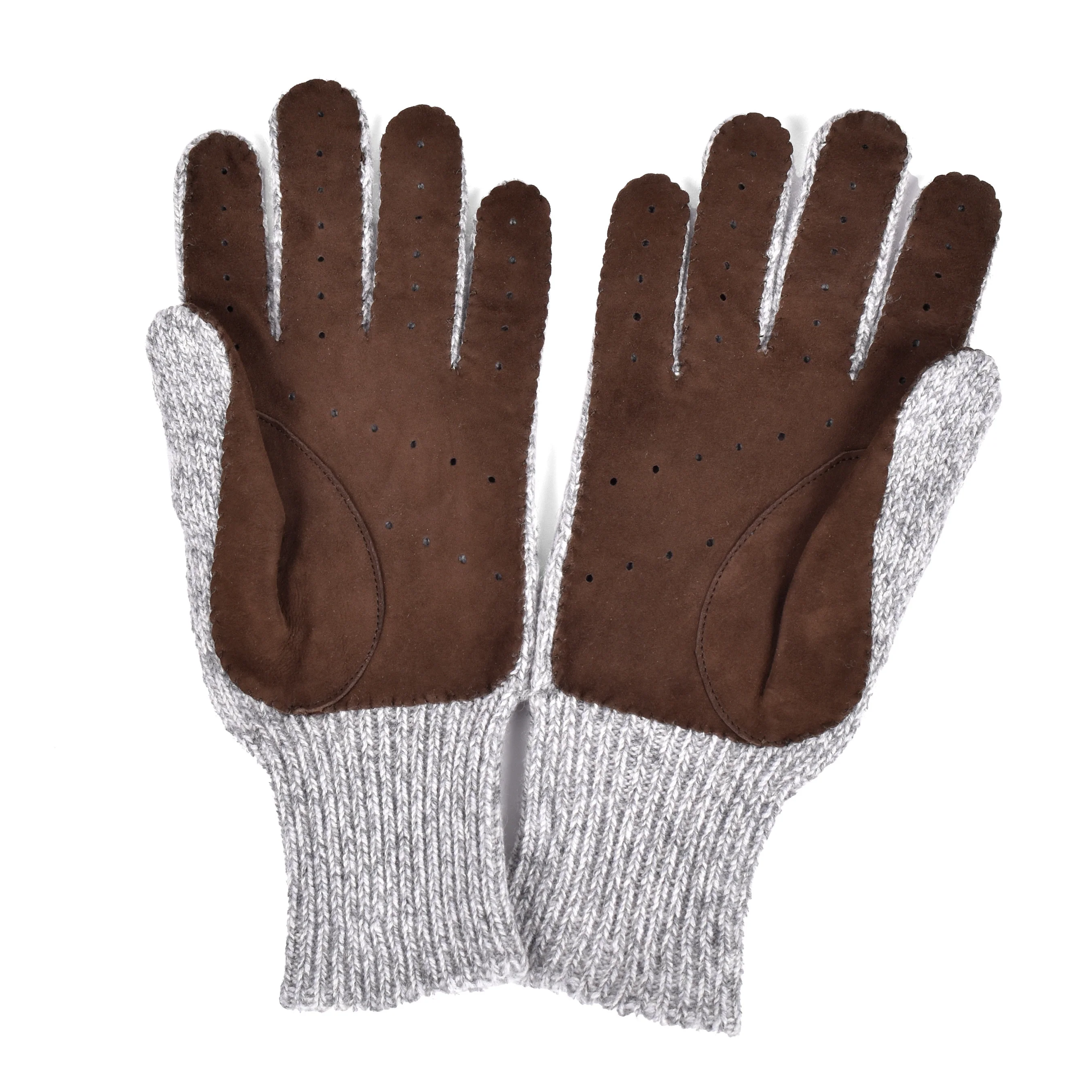 BRUNELLO CUCINELLI MEN'S CASHMERE KNIT LINED SUEDE GLOVES NWT - Image 3