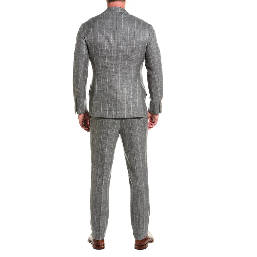 BRUNELLO CUCINELLI MEN'S CASUAL 3 BUTTON 2 PIECE WOOL BLEND STRIPED SUIT - Image 2