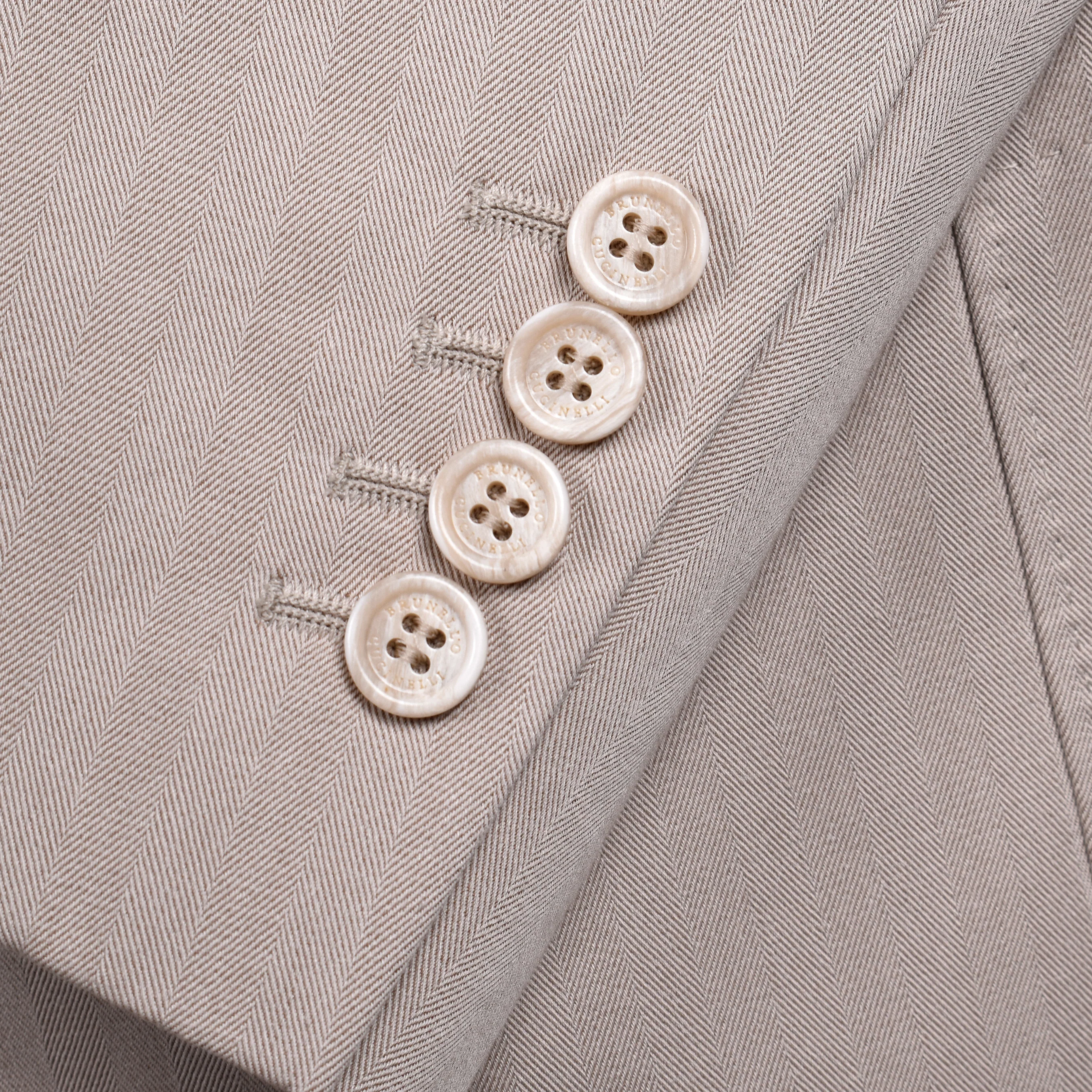 BRUNELLO CUCINELLI MEN'S TAUPE DOUBLE-BREASTED SUIT JACKET - Image 5
