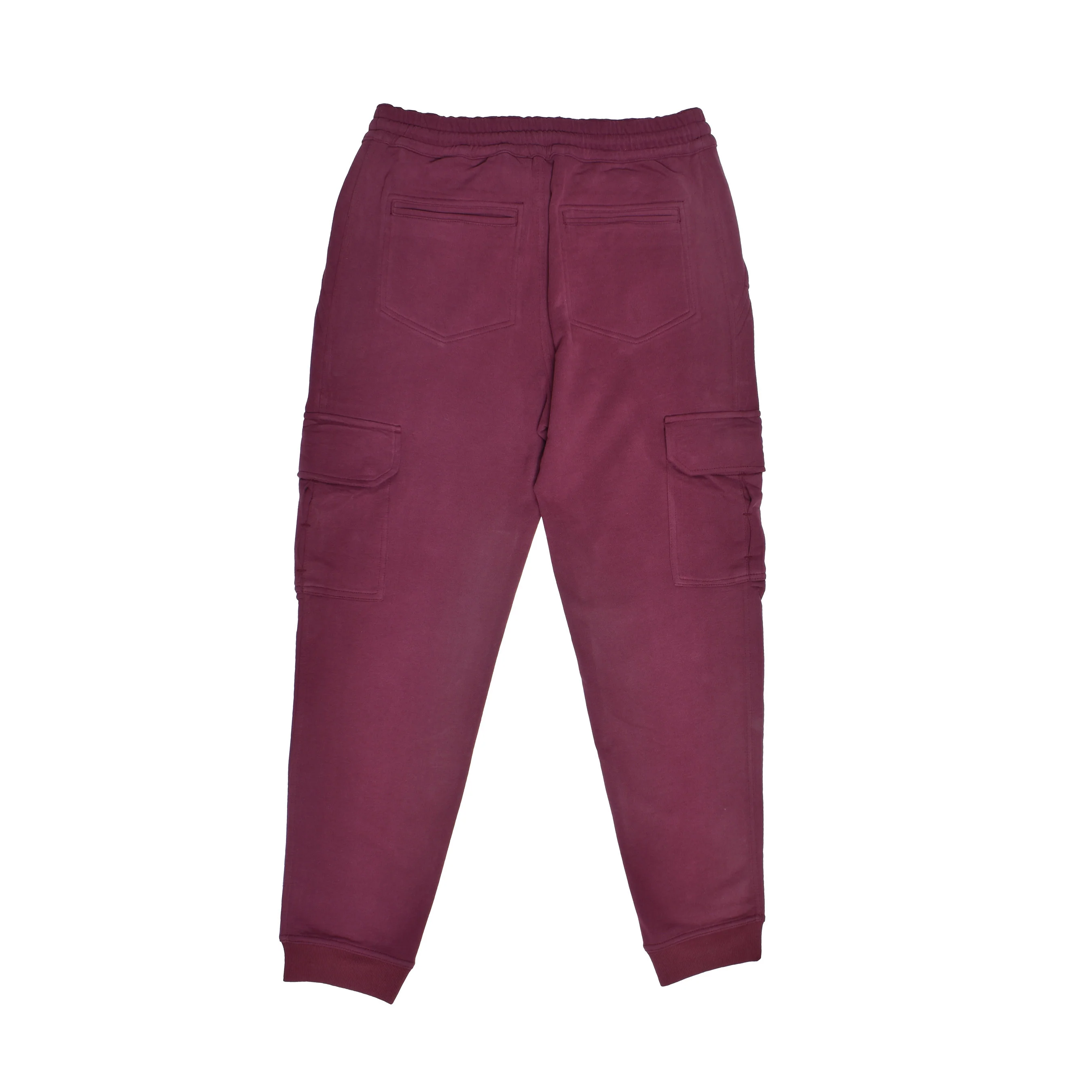 BRUNELLO CUCINELLI MEN'S BURGUNDY COTTON CARGO TROUSERS - Image 2