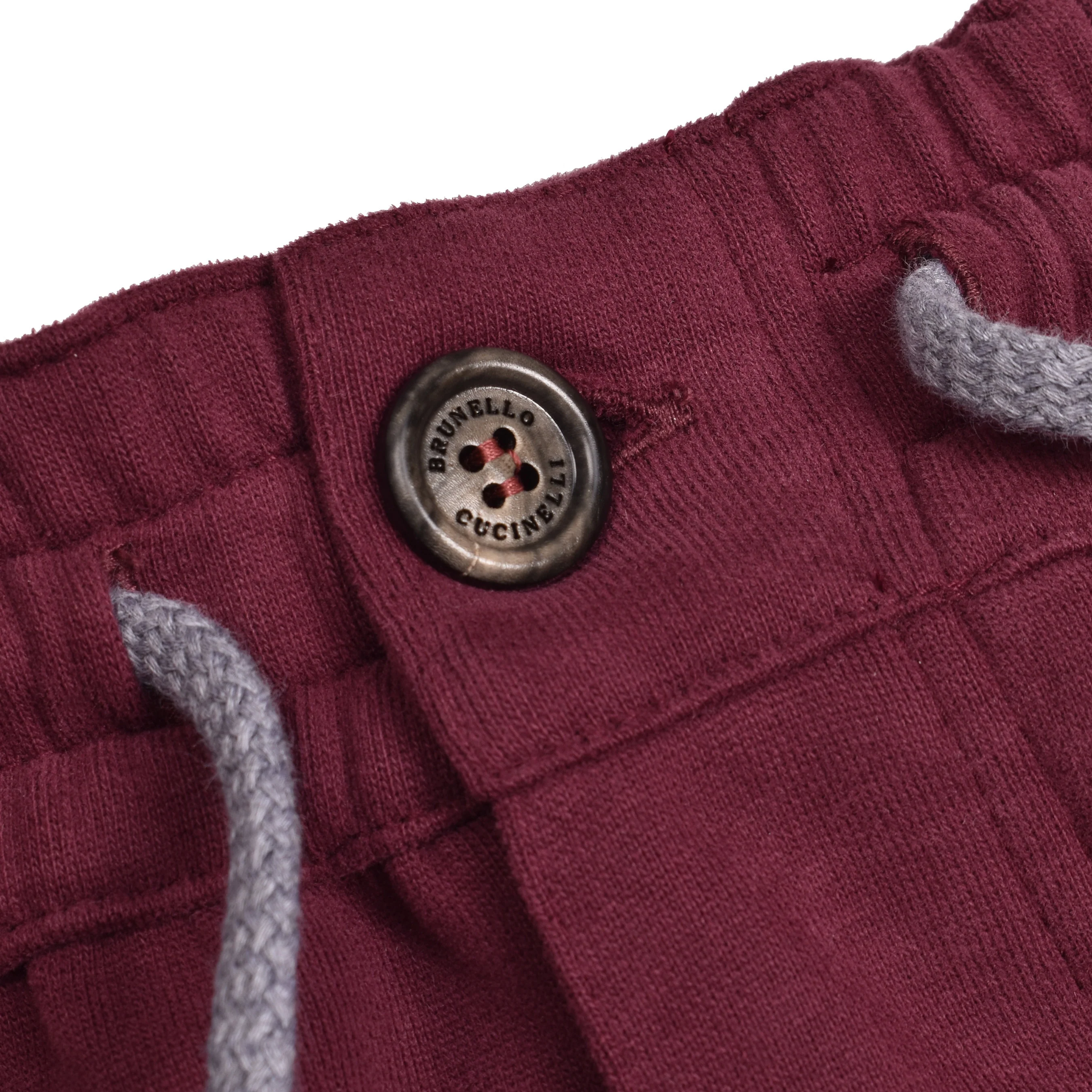 BRUNELLO CUCINELLI MEN'S BURGUNDY COTTON CARGO TROUSERS - Image 4