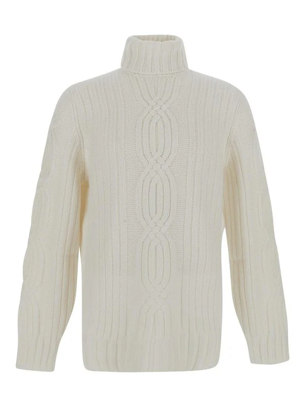 BRUNELLO CUCINELLI MEN'S CREAM CABLE-KNIT TURTLENECK SWEATER
