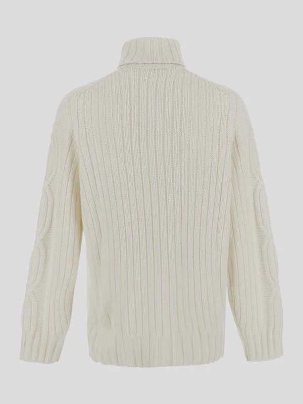 BRUNELLO CUCINELLI MEN'S CREAM CABLE-KNIT TURTLENECK SWEATER - Image 2