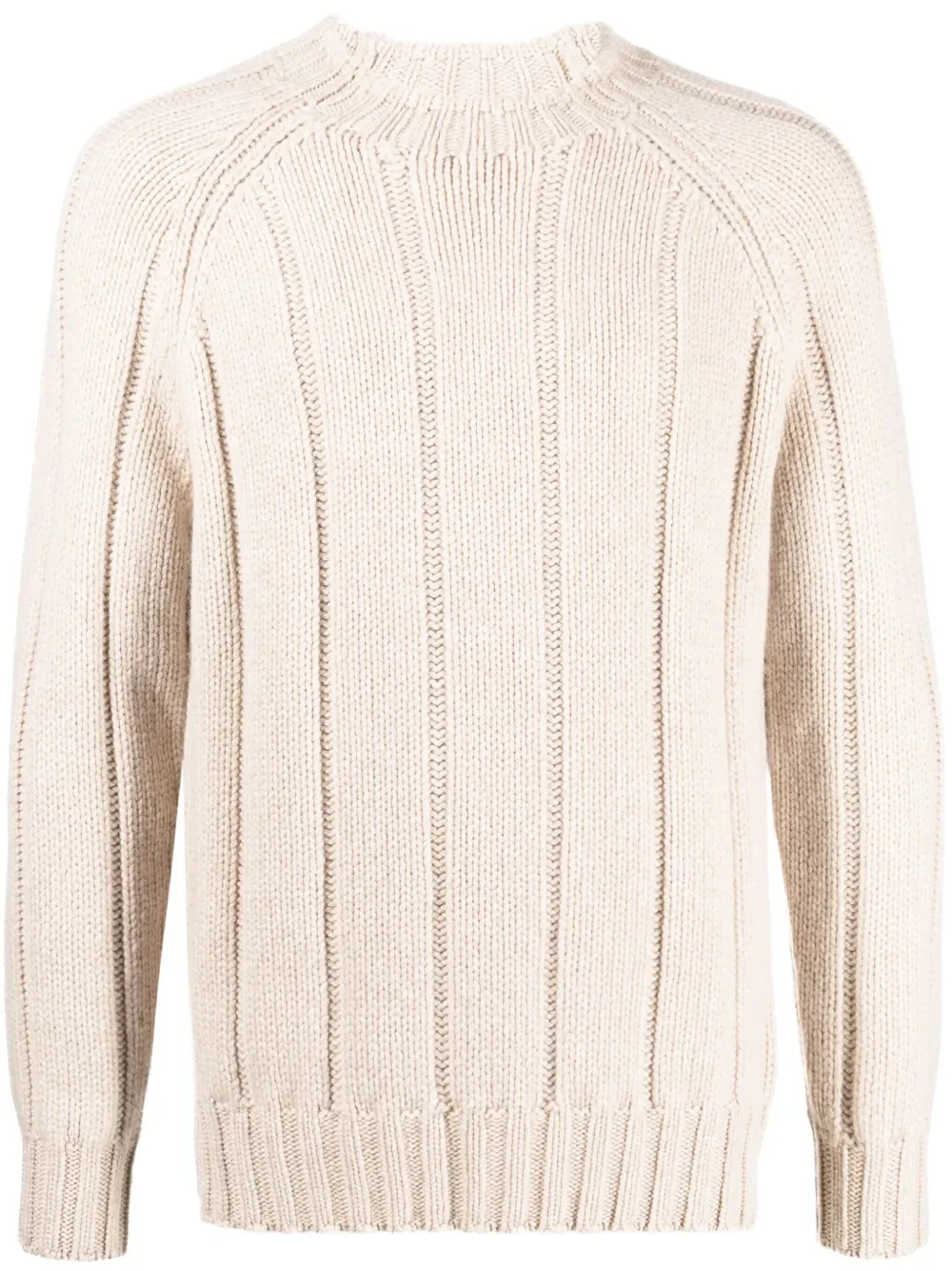 BRUNELLO CUCINELLI MEN'S CREAM RIBBED KNIT SWEATER