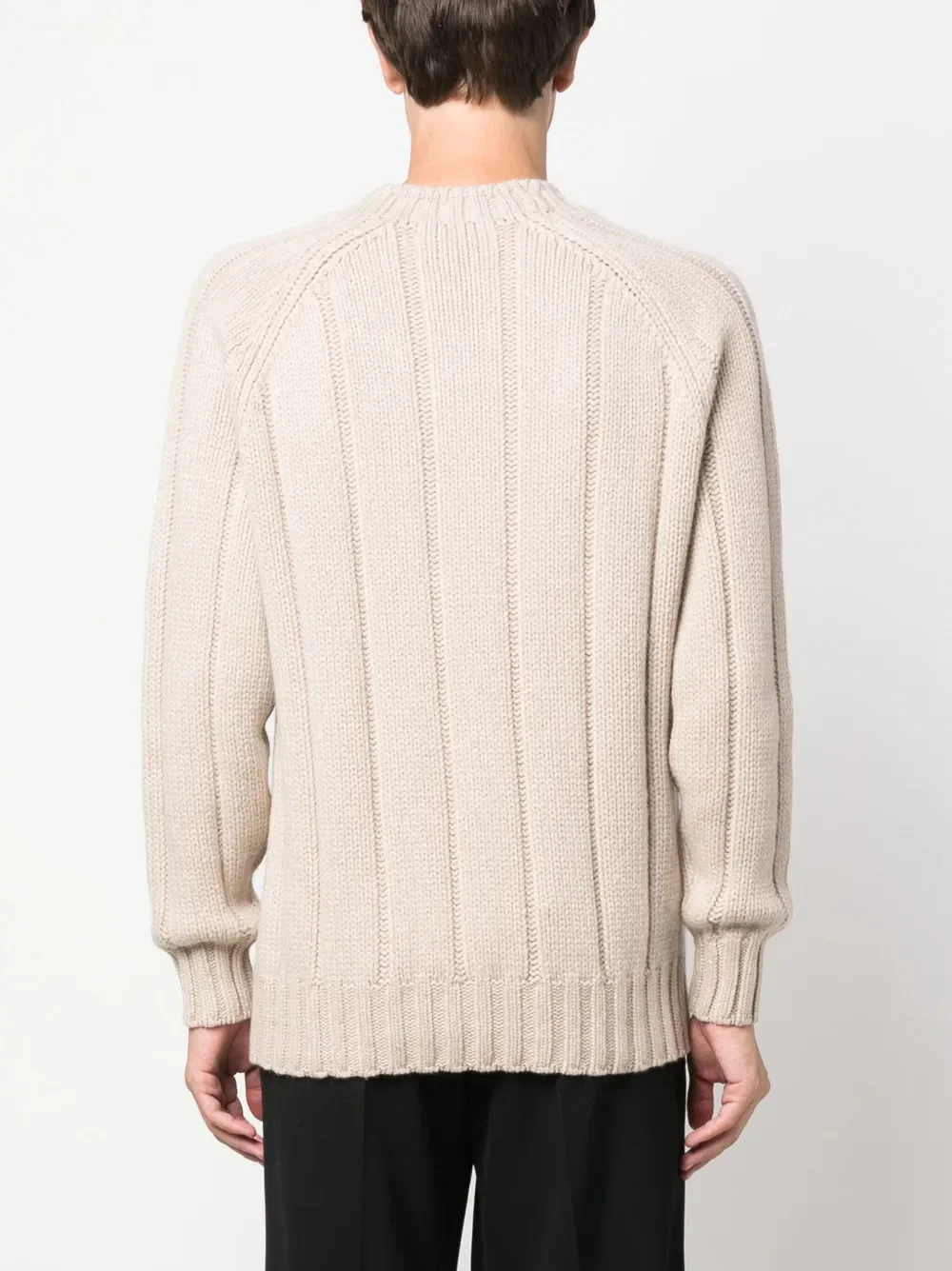 BRUNELLO CUCINELLI MEN'S CREAM RIBBED KNIT SWEATER - Image 4