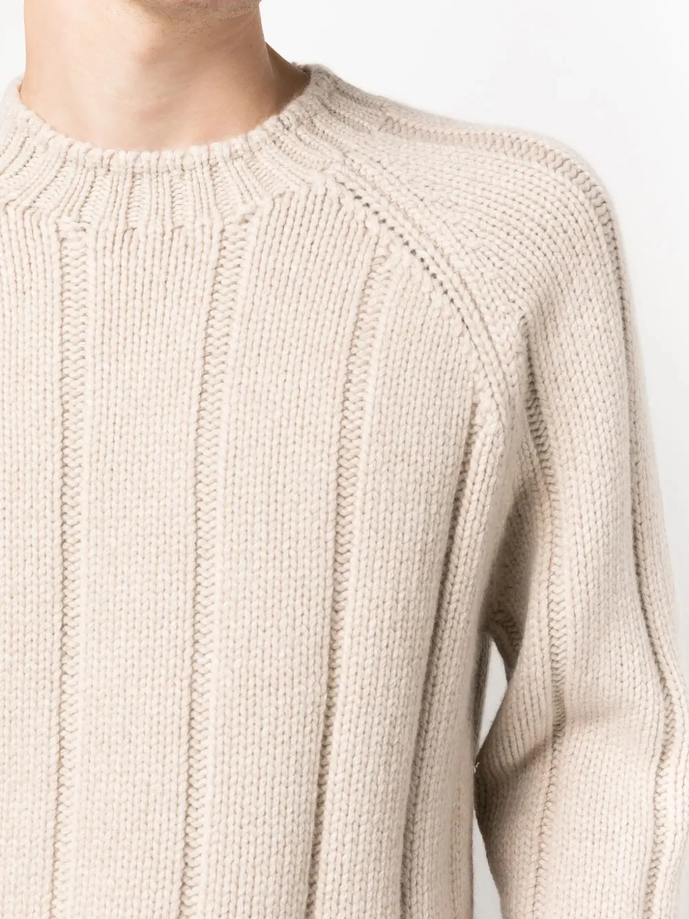 BRUNELLO CUCINELLI MEN'S CREAM RIBBED KNIT SWEATER - Image 5