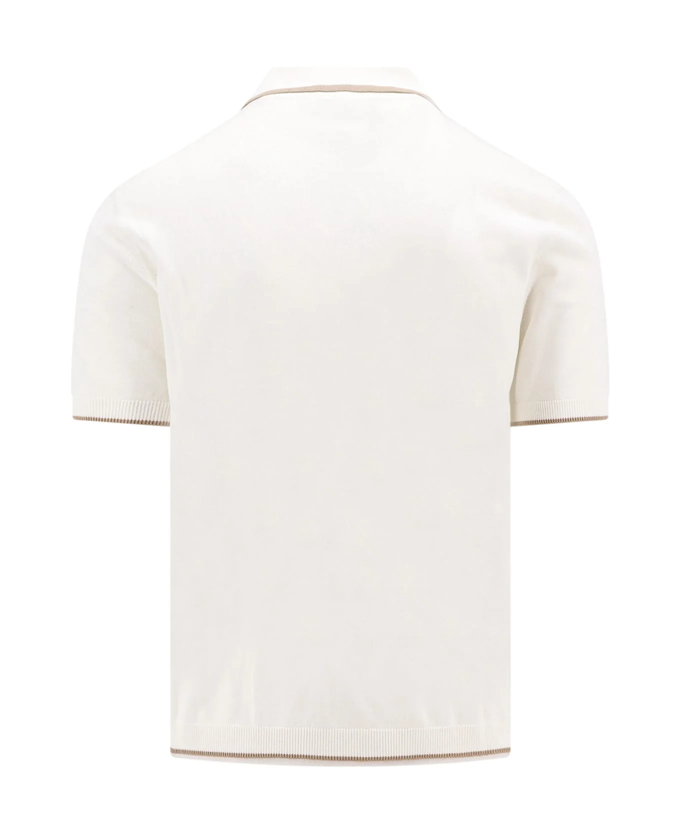 BRUNELLO CUCINELLI MEN'S CREAM SHORT-SLEEVE KNIT CARDIGAN - Image 2
