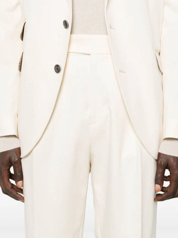 BRUNELLO CUCINELLI MEN'S CREAM TAILORED SUIT WITH NOTCH LAPEL - Image 3