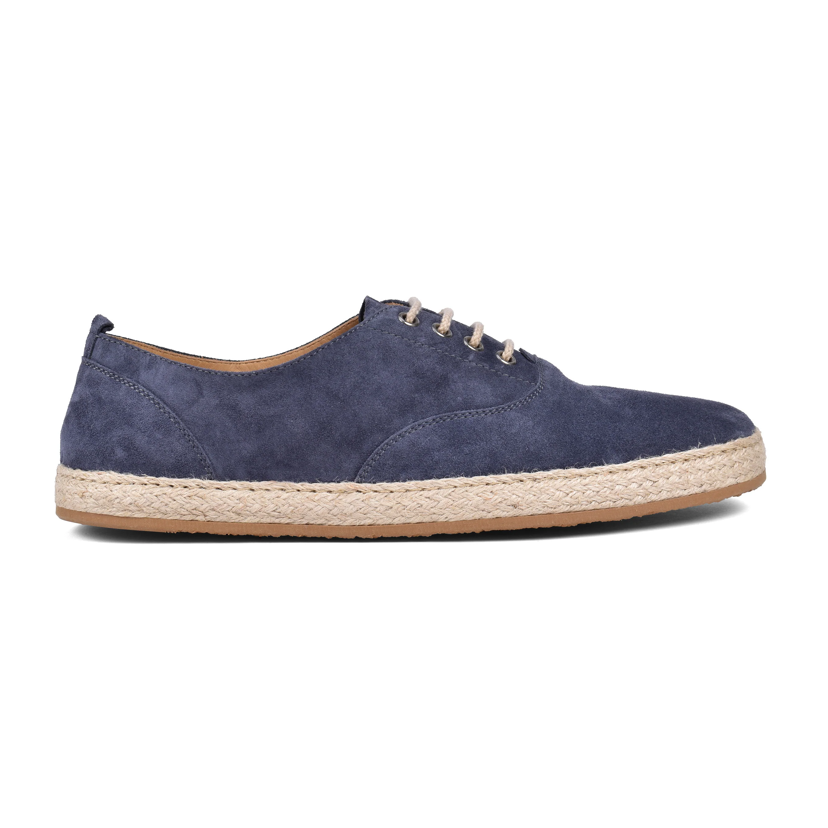 BRUNELLO CUCINELLI MEN'S DENIM BLUE SUEDE LACE UP ESPADRILLE SHOE - Image 2