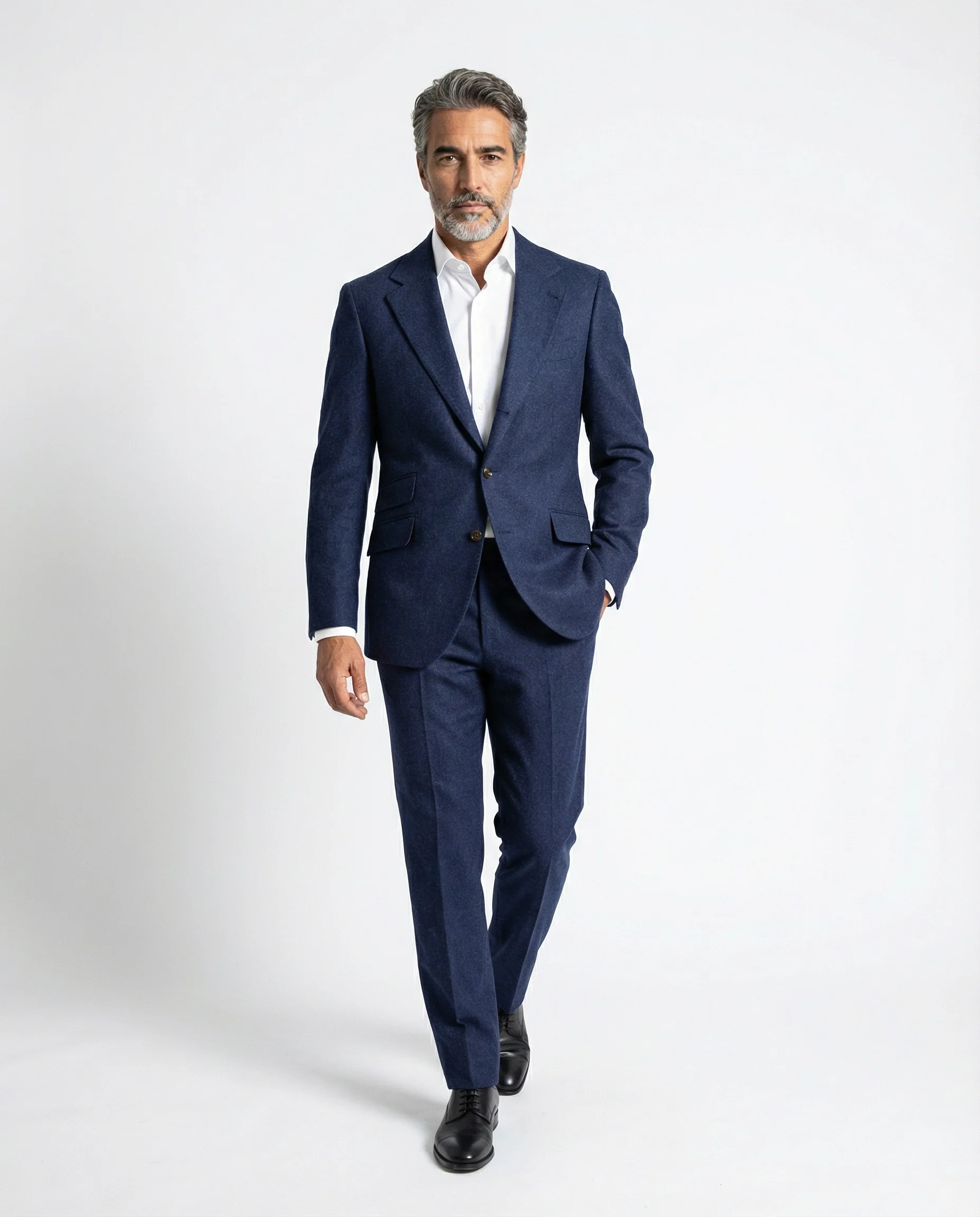 BRUNELLO CUCINELLI MEN'S DENIM CASHMERE WOOL BLEND SUIT - Image 7