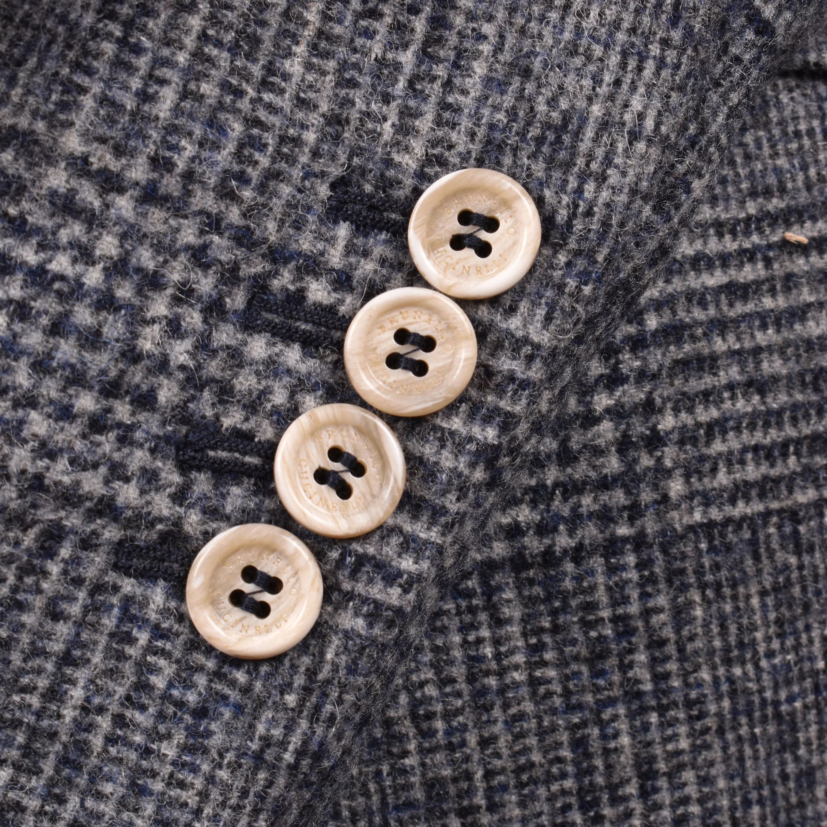 BRUNELLO CUCINELLI MEN'S DENIM CHECK WOOL BLEND SUIT - Image 4