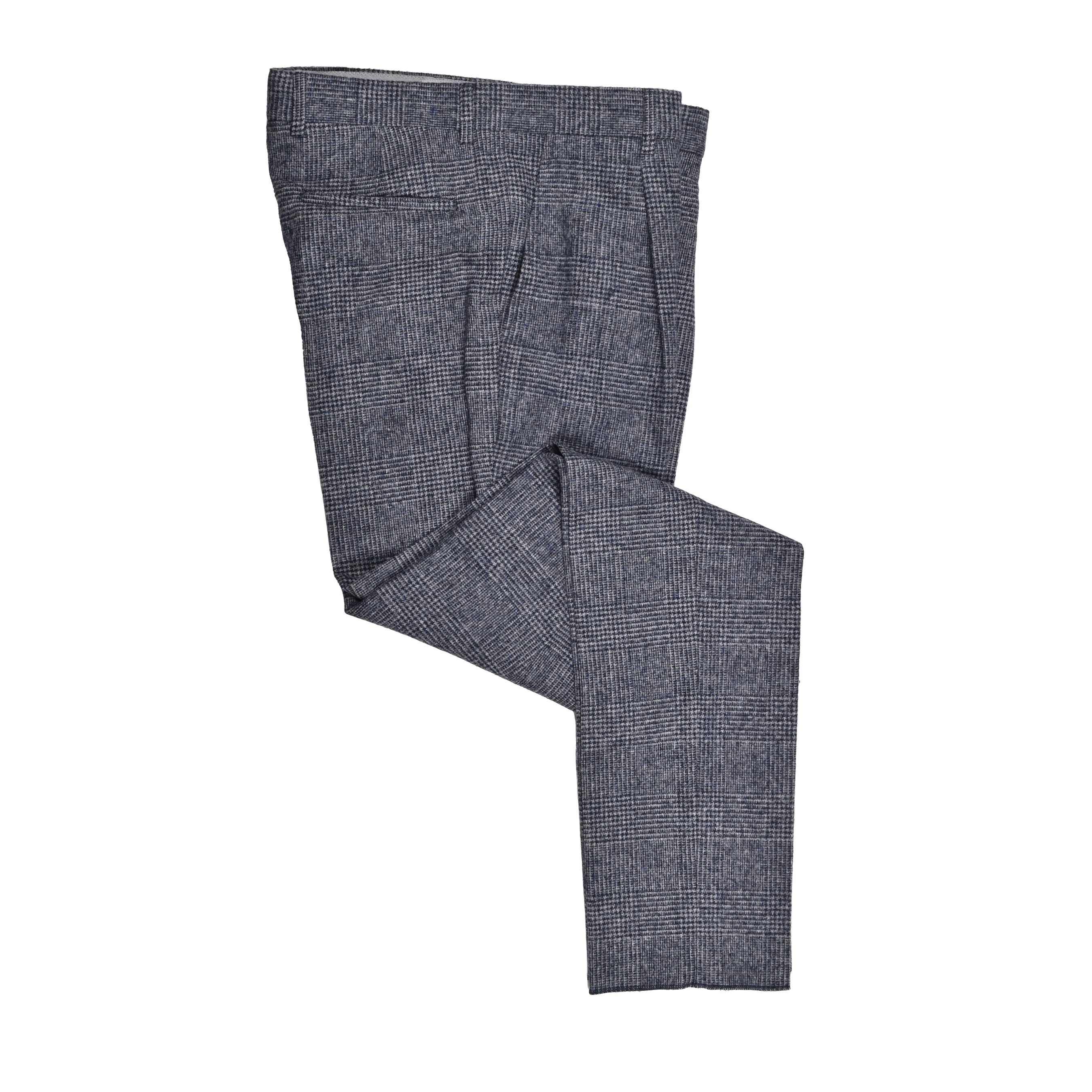 BRUNELLO CUCINELLI MEN'S DENIM CHECK WOOL BLEND SUIT - Image 6