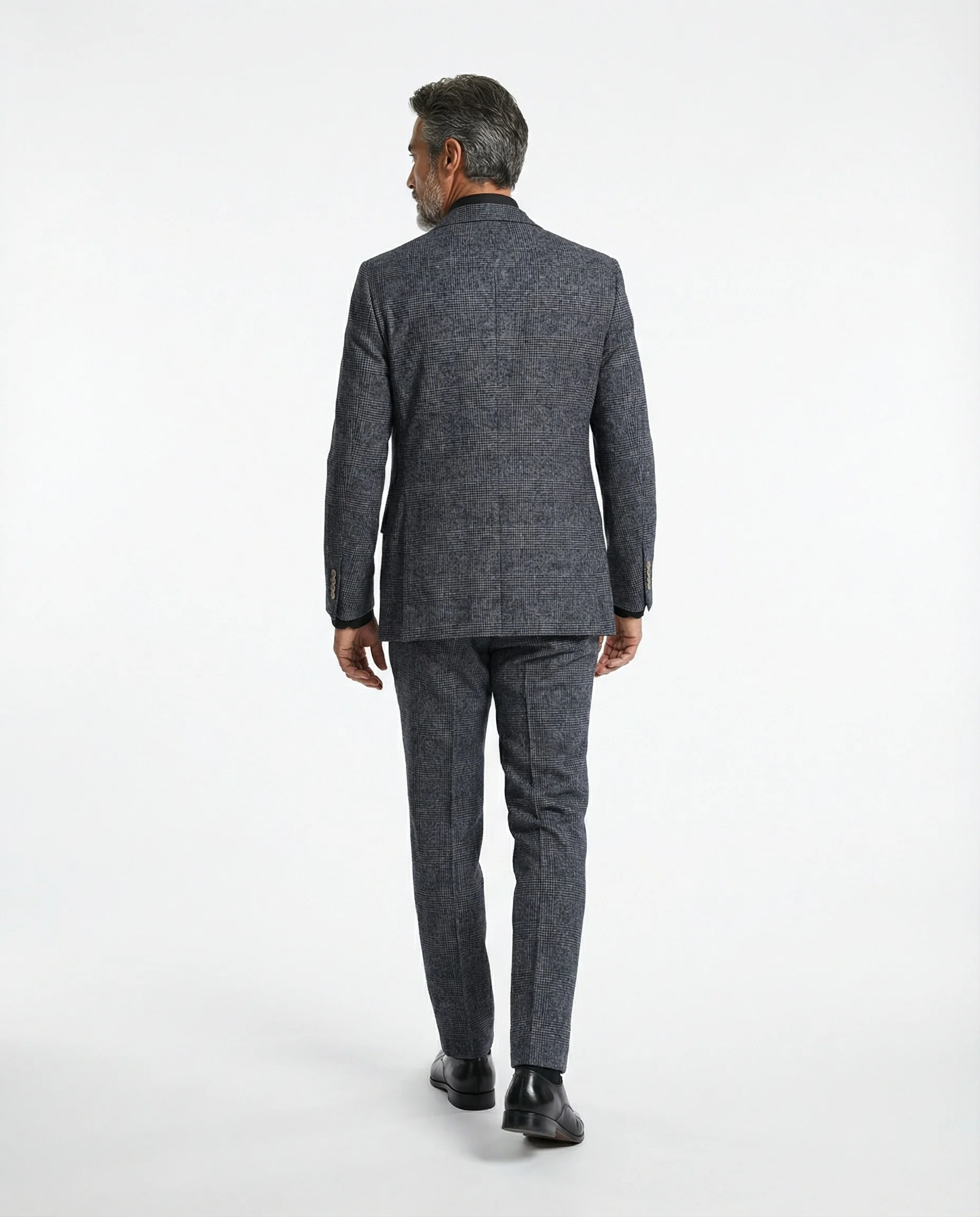 BRUNELLO CUCINELLI MEN'S DENIM CHECK WOOL BLEND SUIT - Image 8