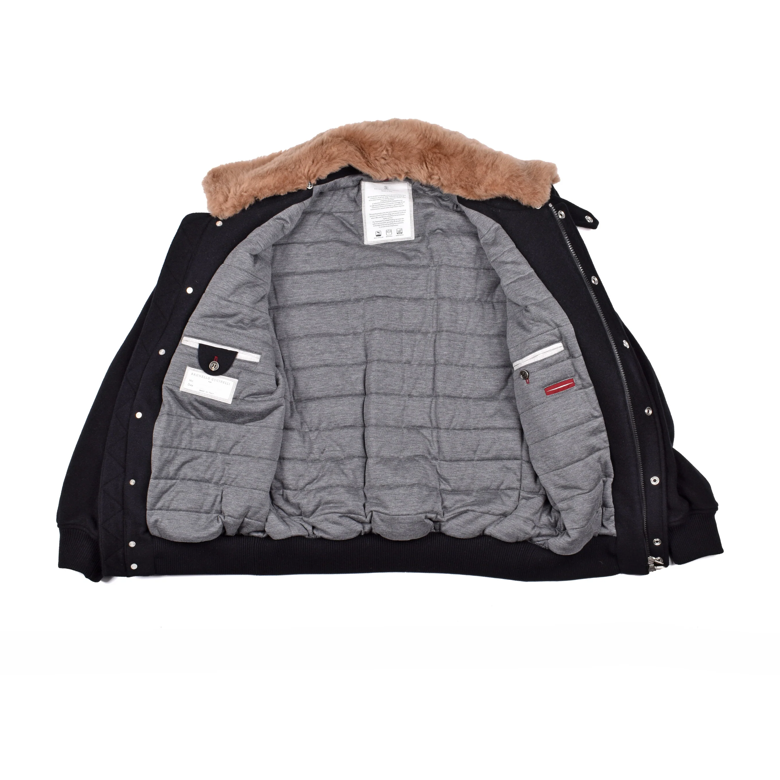 BRUNELLO CUCINELLI MEN'S DOWN FILLED 100% CASHMERE BOMBER JACKET / COAT - Image 3