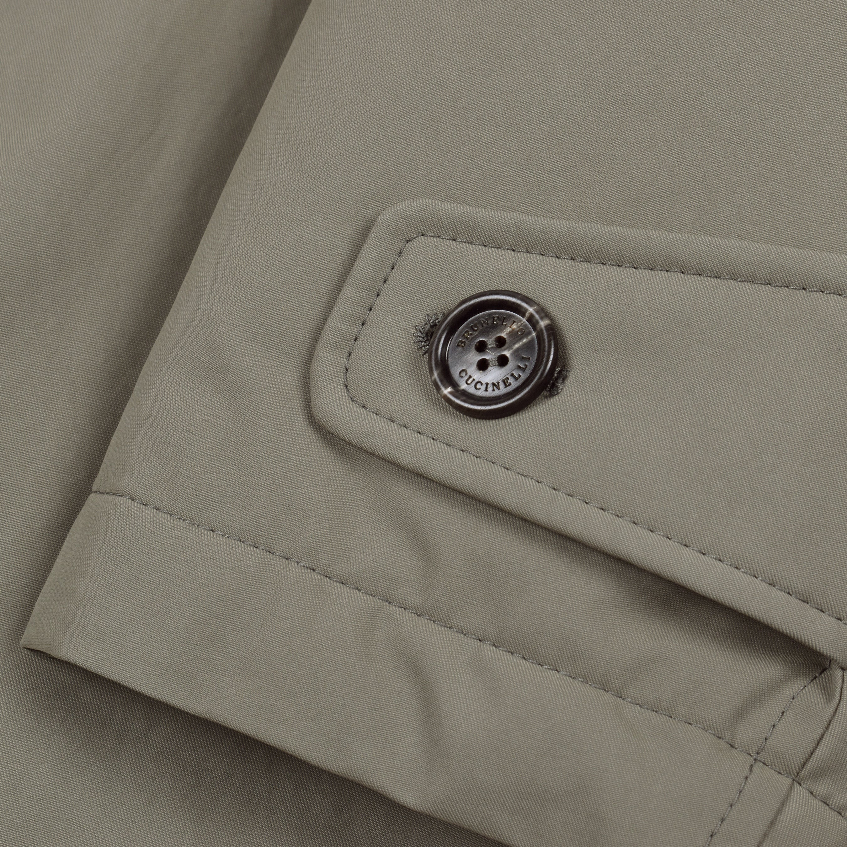 BRUNELLO CUCINELLI MEN'S KAKI DOWN-FILLED TRENCH COAT - Image 4