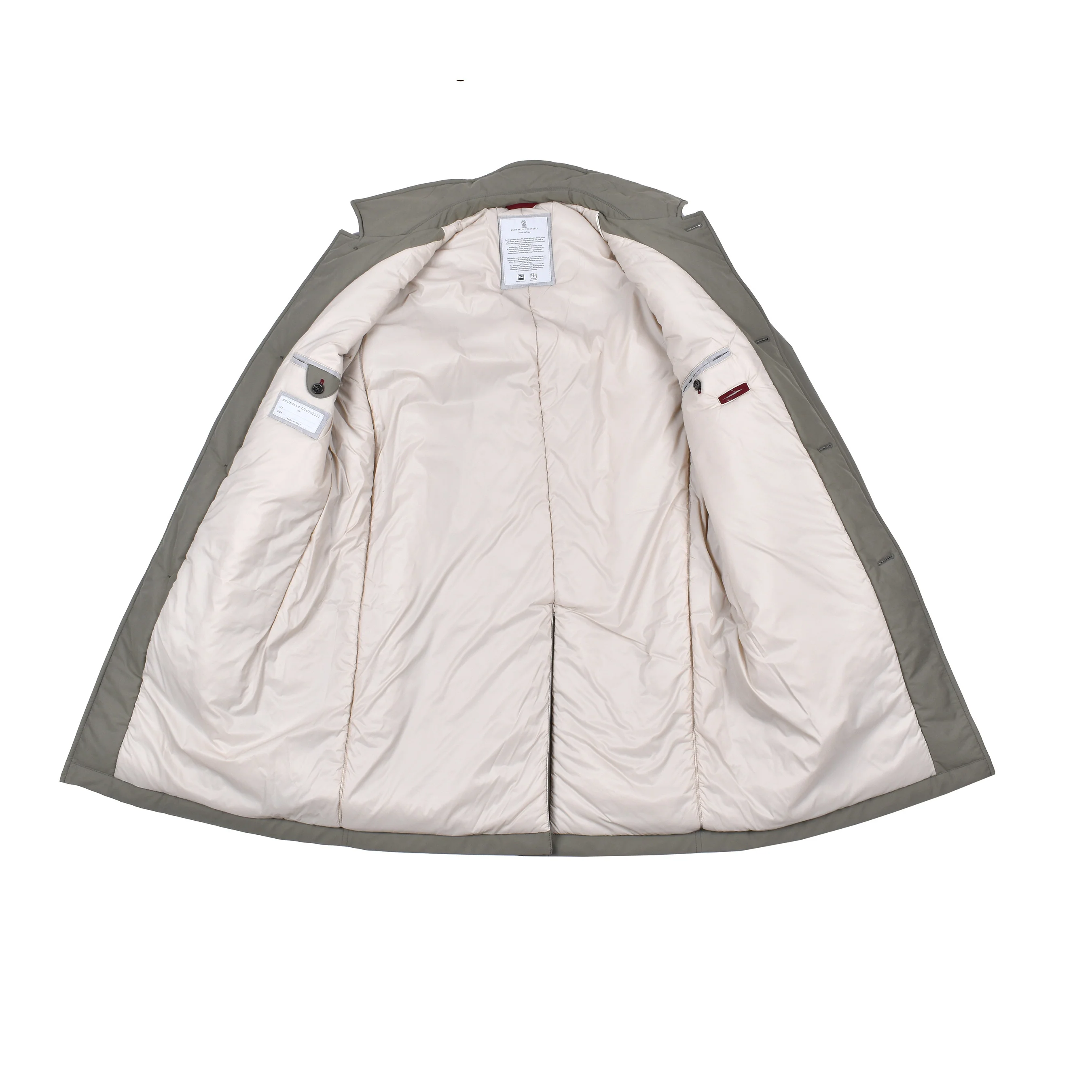 BRUNELLO CUCINELLI MEN'S KAKI DOWN-FILLED TRENCH COAT - Image 5