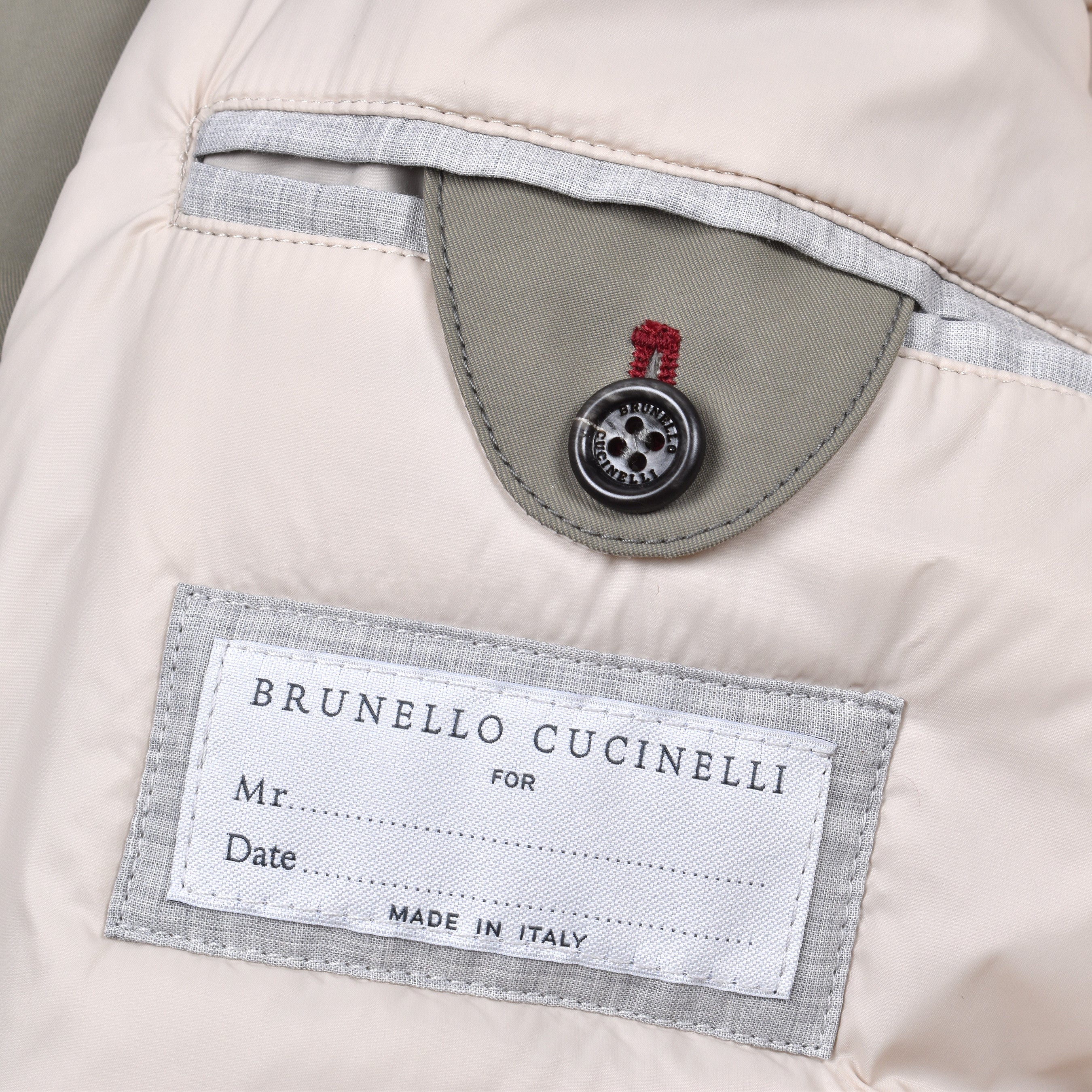 BRUNELLO CUCINELLI MEN'S KAKI DOWN-FILLED TRENCH COAT - Image 6