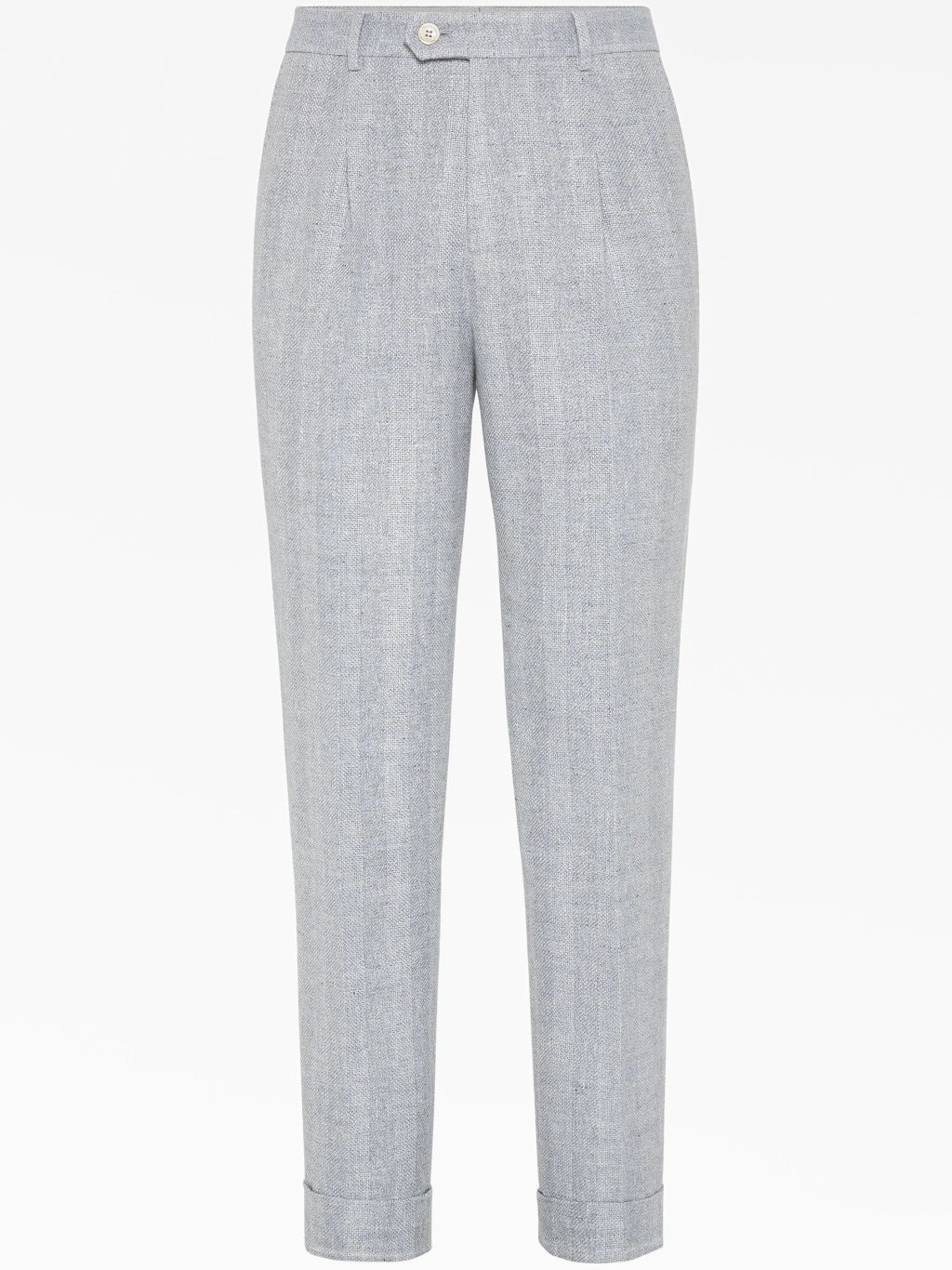 BRUNELLO CUCINELLI MEN'S DUST LINEN SILK WOOL TROUSERS