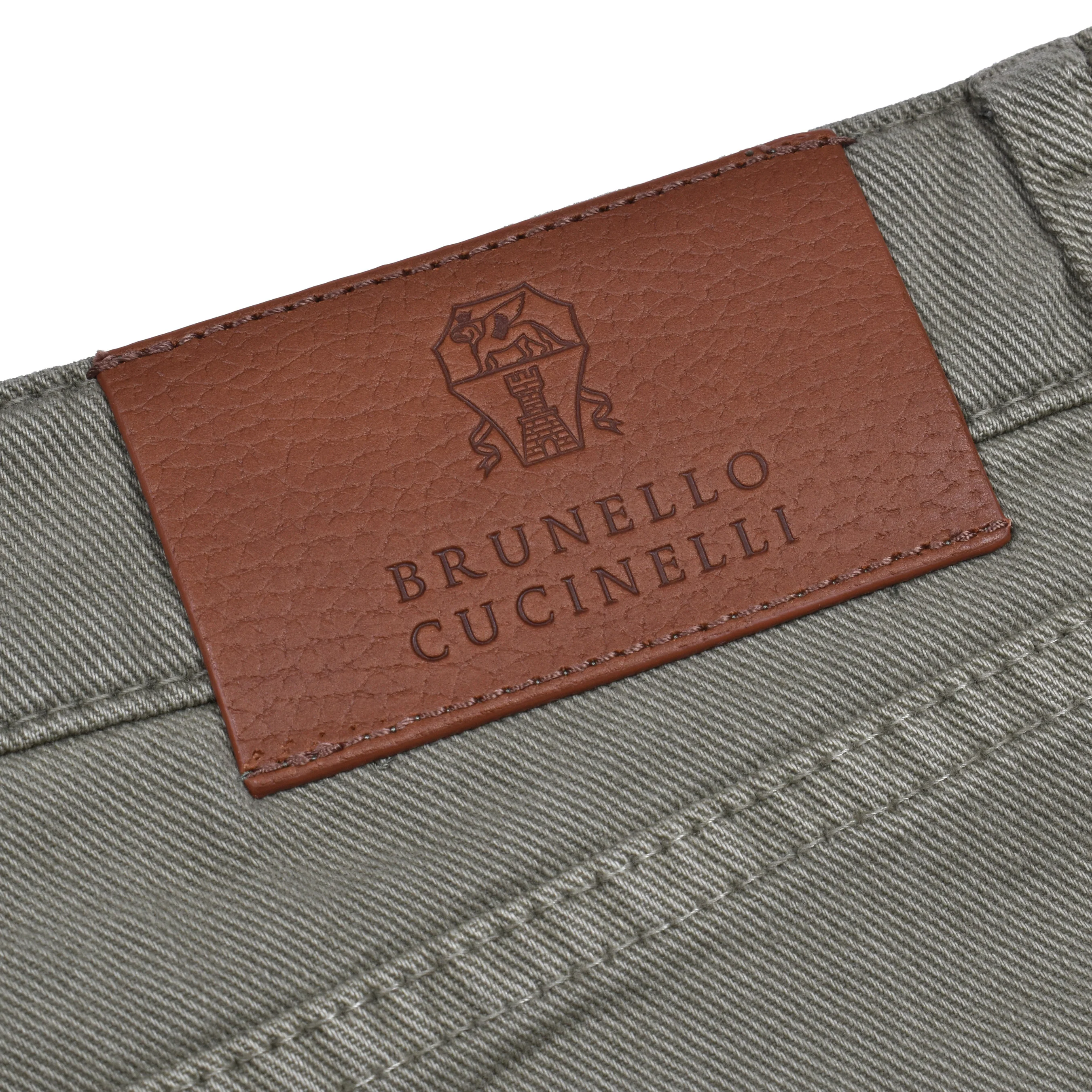 BRUNELLO CUCINELLI MEN'S SAGE FIVE-POCKET DENIM STYLE TROUSERS - Image 6