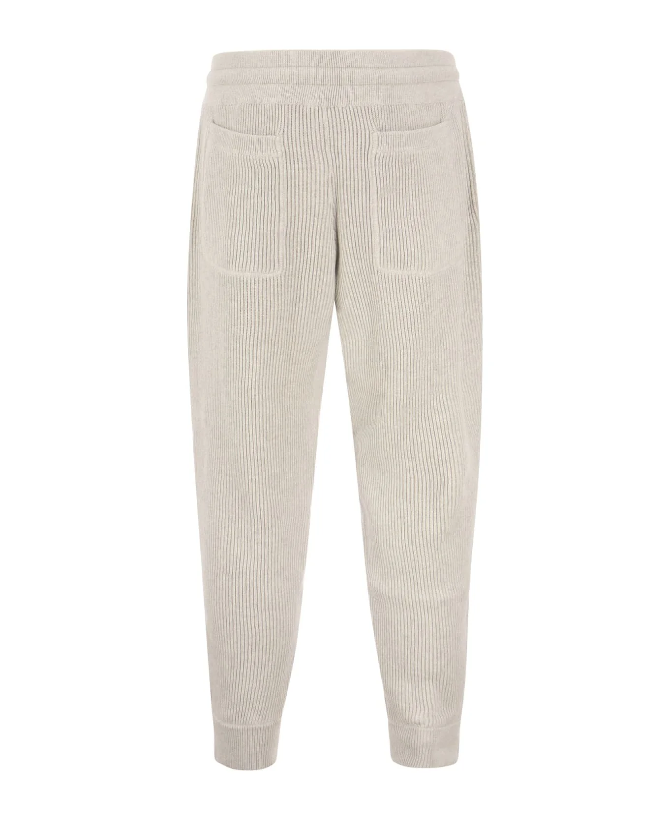 BRUNELLO CUCINELLI MEN'S FOG RIBBED KNIT TROUSERS - Image 2