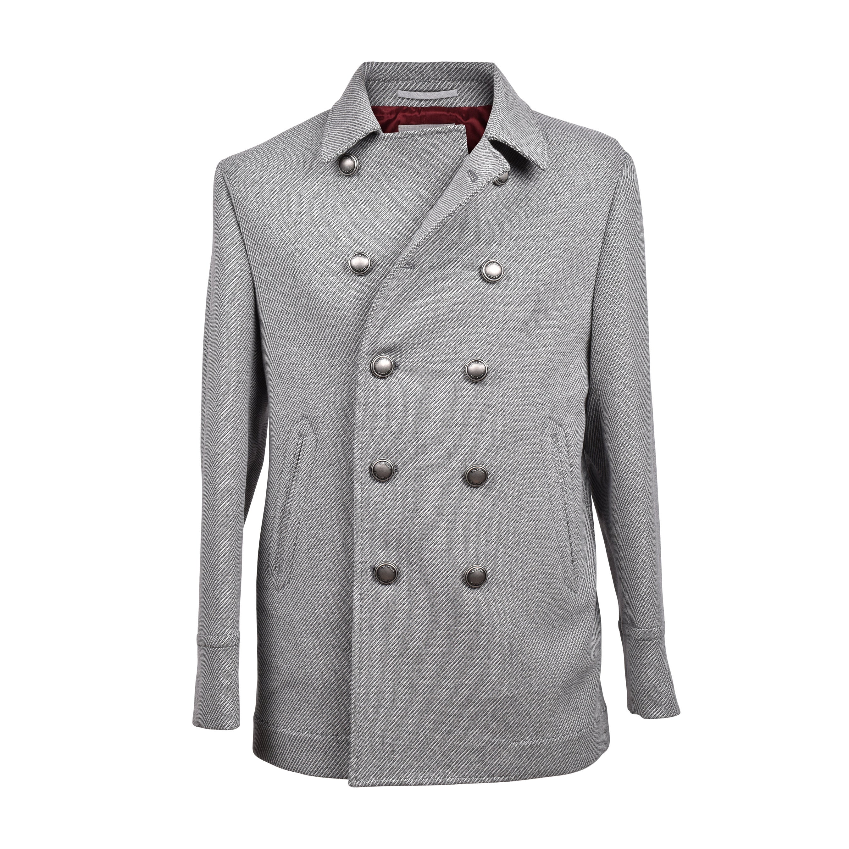 BRUNELLO CUCINELLI MEN'S GRAY CASHMERE BLEND PEA COAT - Image 2