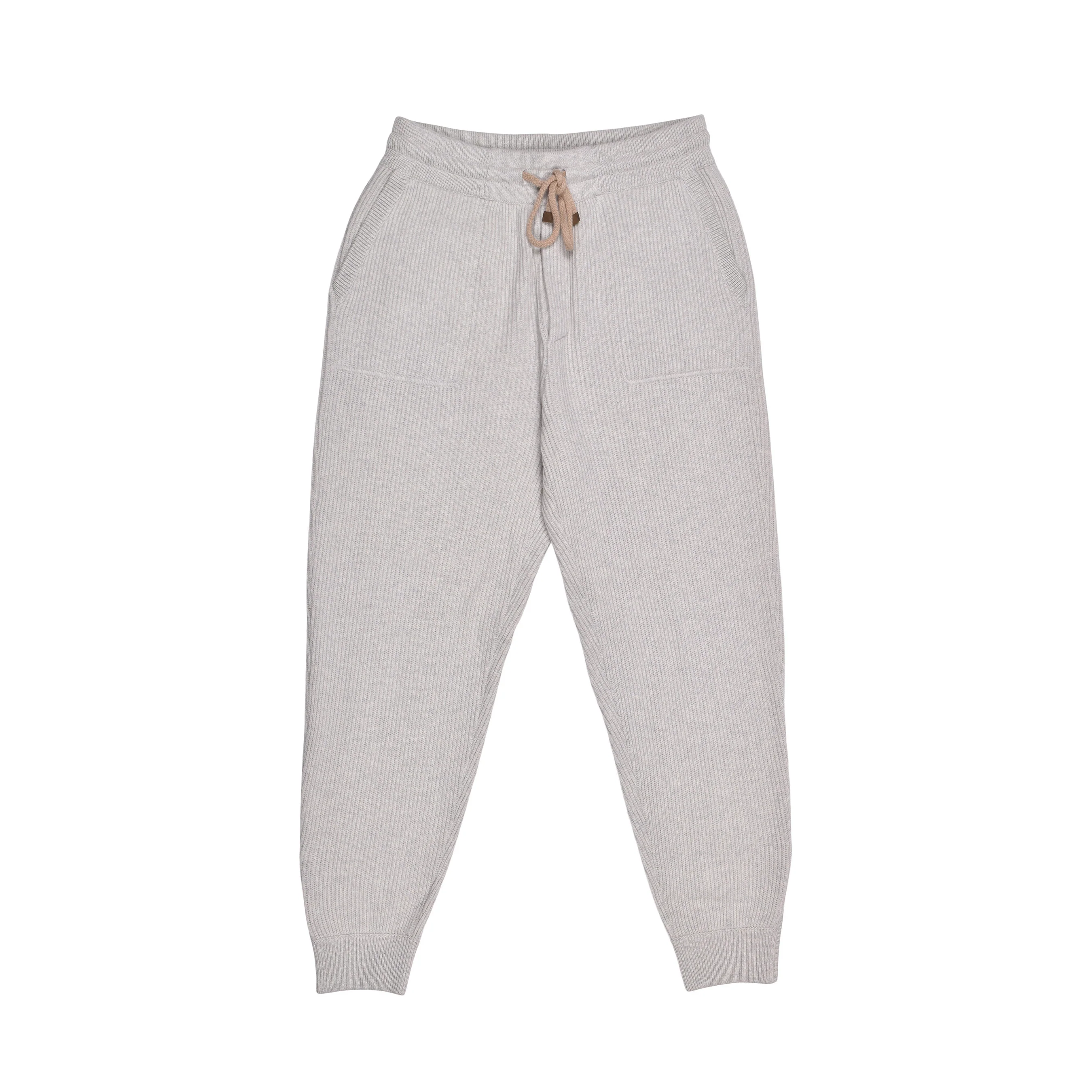 BRUNELLO CUCINELLI MEN'S GRAY CASHMERE KNIT SWEATPANTS