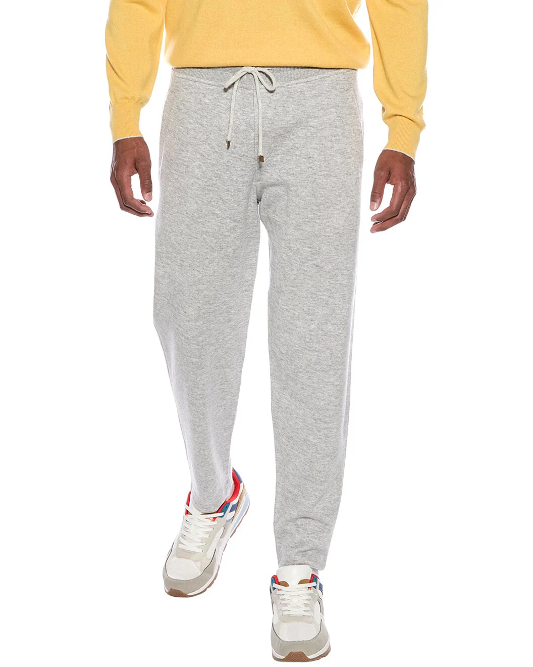 BRUNELLO CUCINELLI MEN'S GRAY DRAWSTRING KNIT TROUSERS