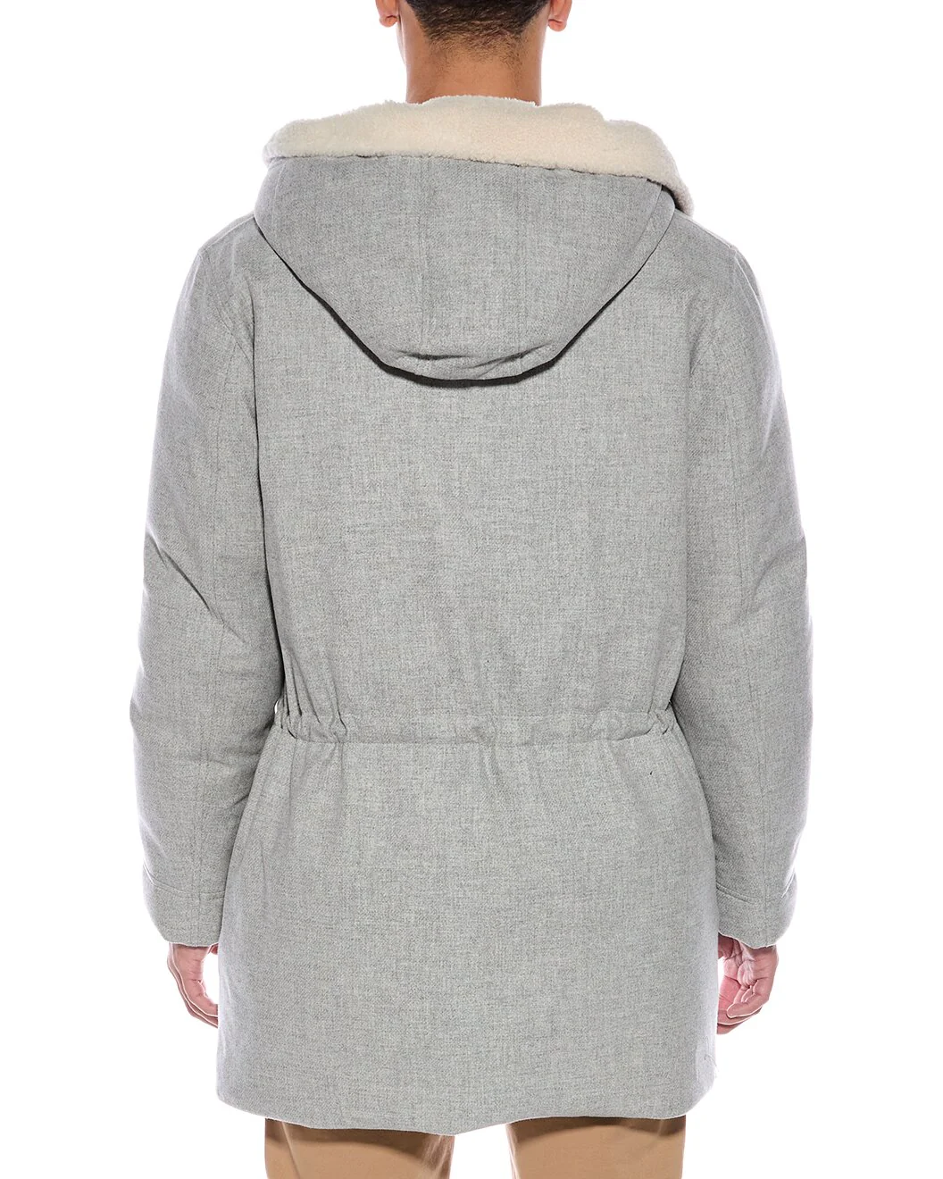 BRUNELLO CUCINELLI MEN'S GRAY HOODED WOOL COAT - Image 2