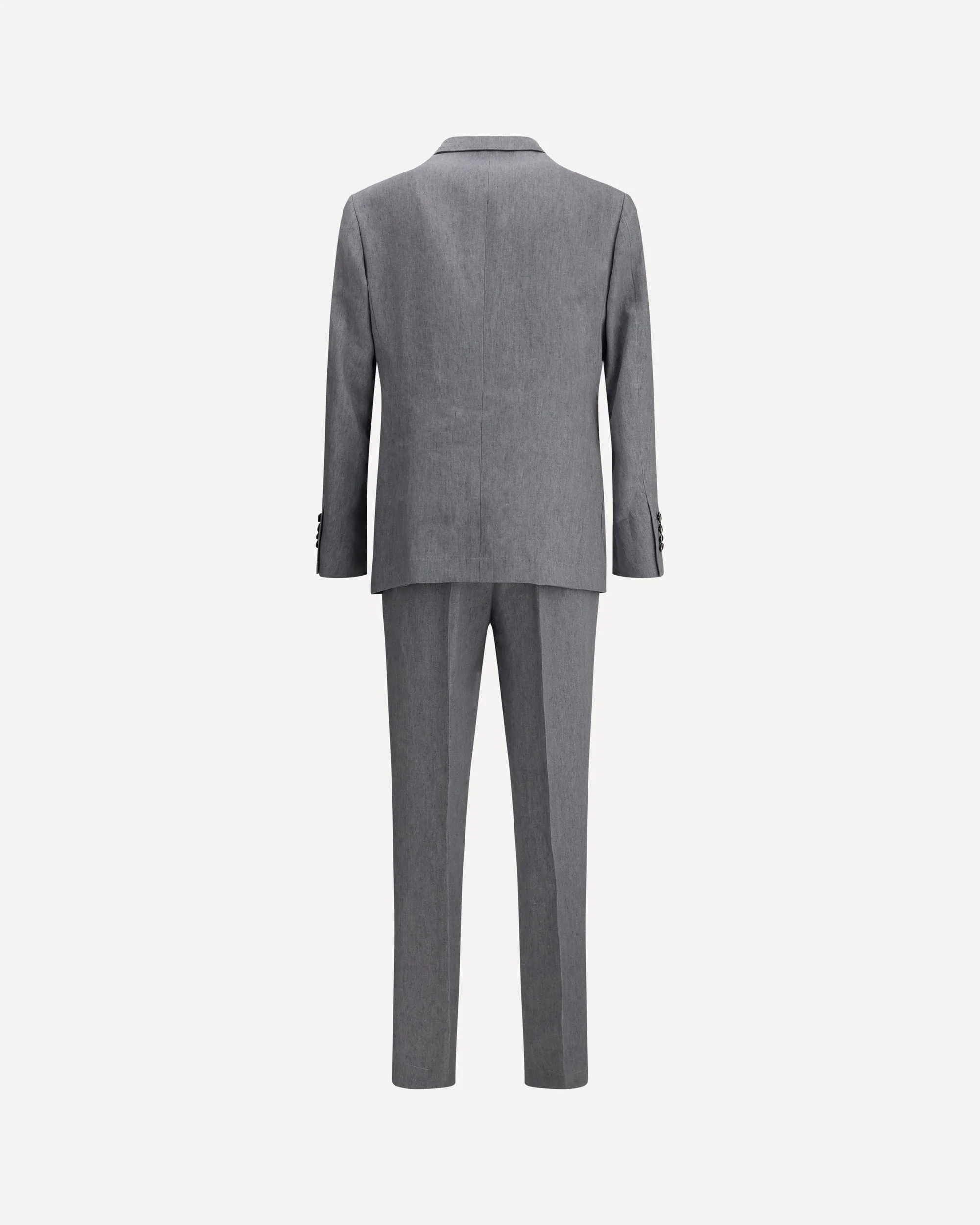 BRUNELLO CUCINELLI MEN'S GRAY LINEN DOUBLE-BREASTED SUIT - Image 2