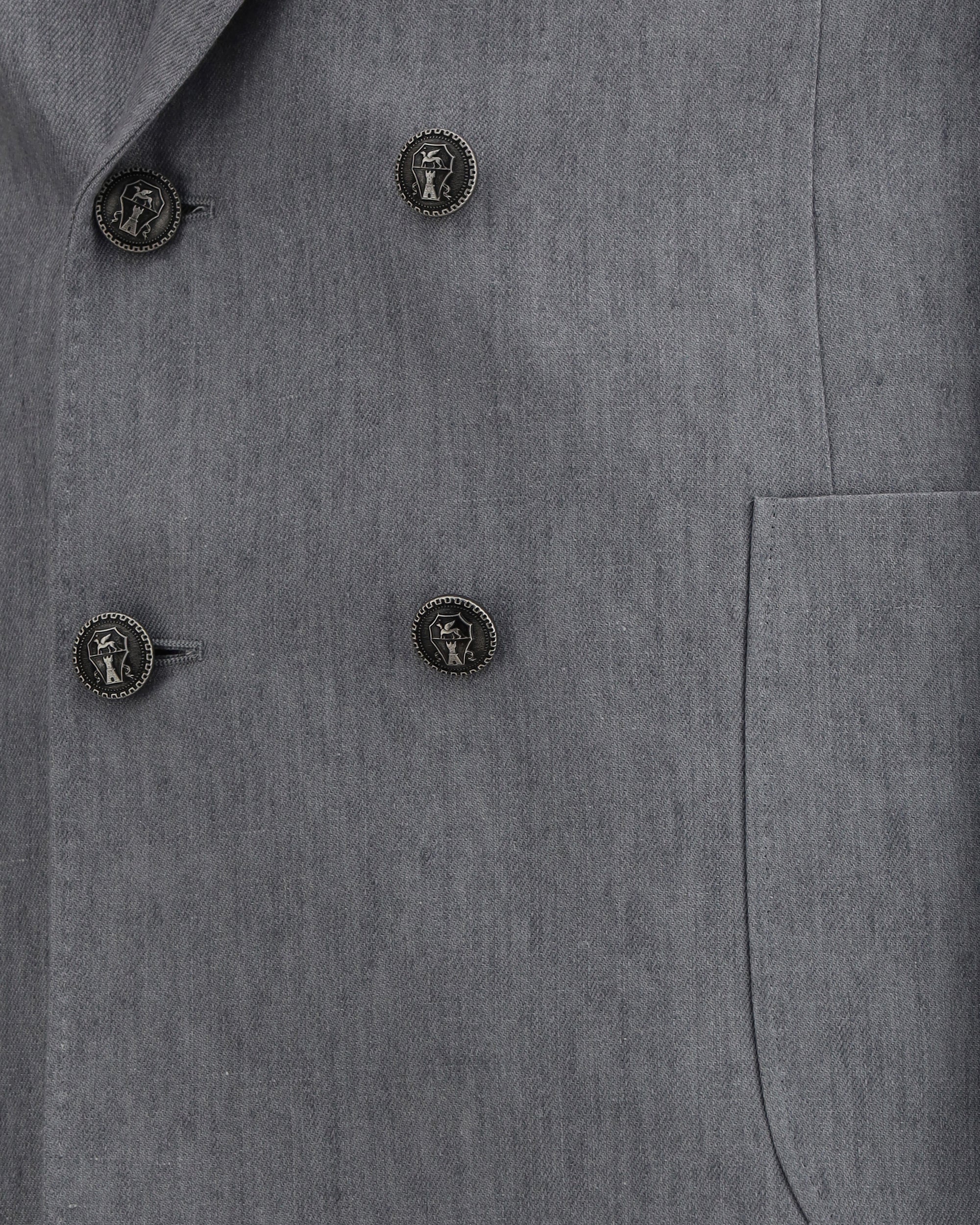 BRUNELLO CUCINELLI MEN'S GRAY LINEN DOUBLE-BREASTED SUIT - Image 3